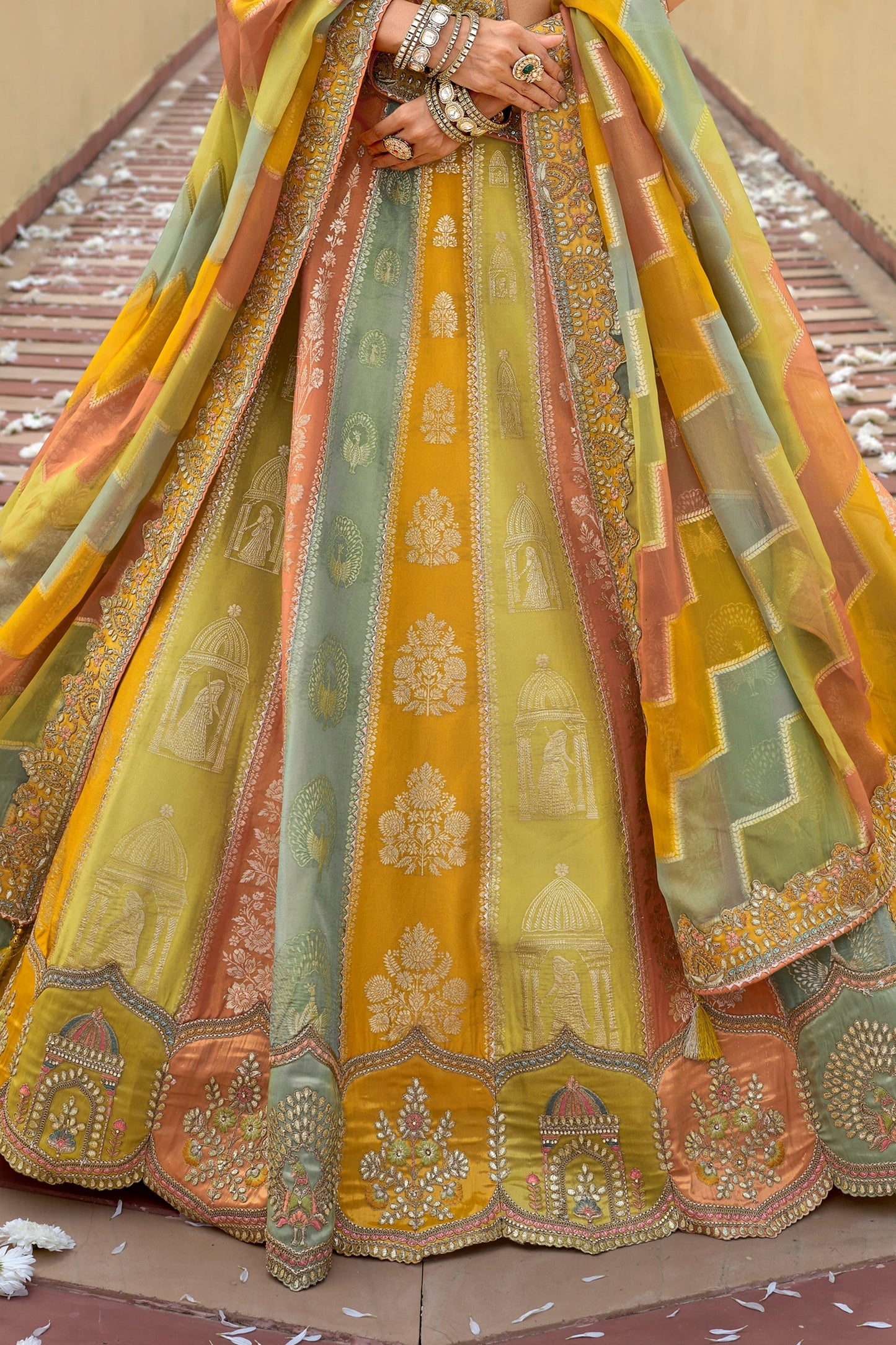 Yellow Unstitched Embroidered Silk Lehenga-SAR11030_4_SareeButa.com