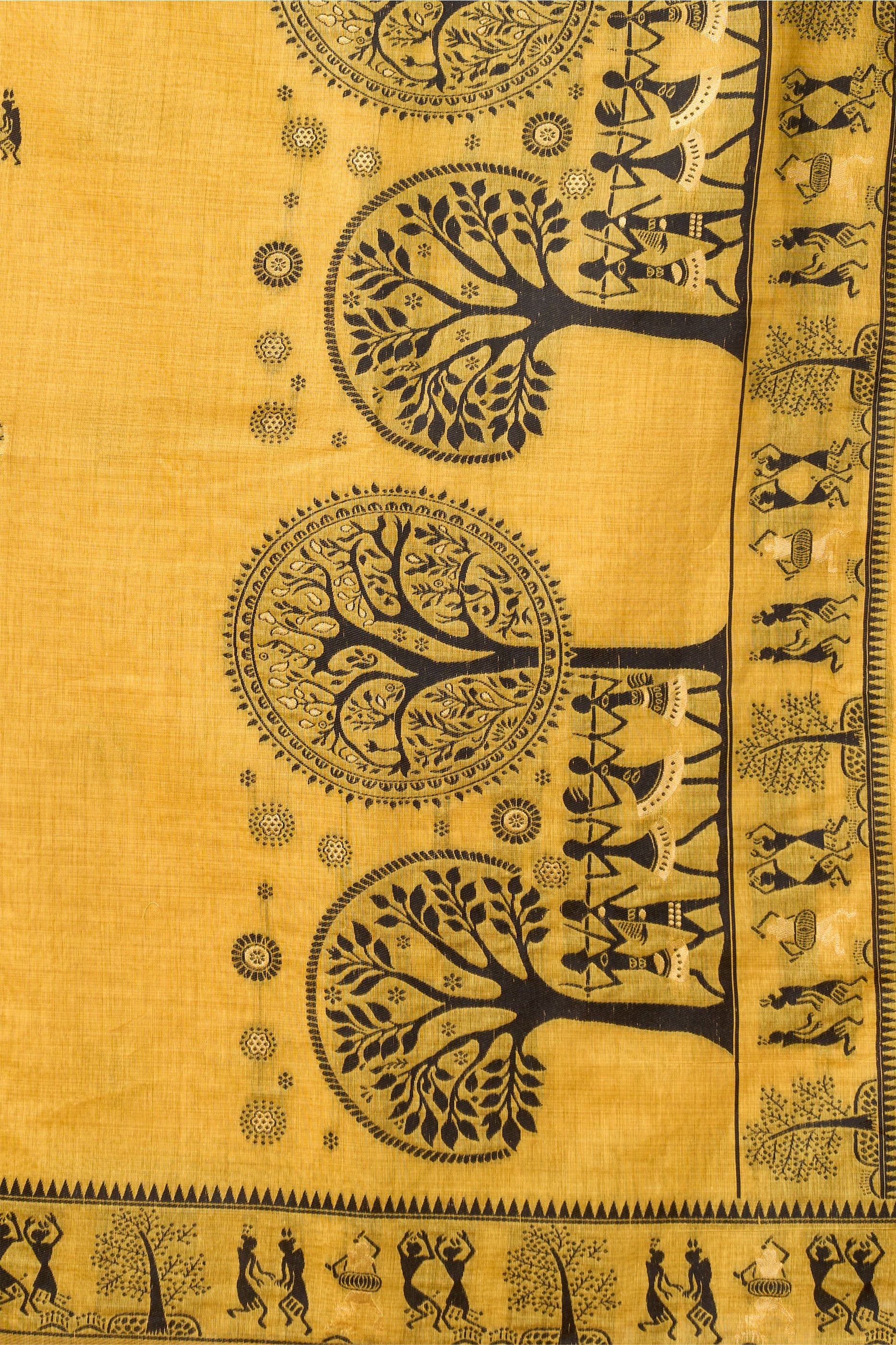 Yellow Warli Print Modal Cotton Saree-SAR12687_4_SareeButa.com