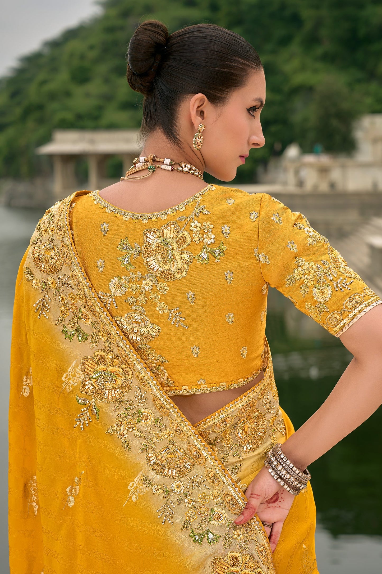 Yellow Woven Banarasi Saree-ZB133324_3_SareeButa.com