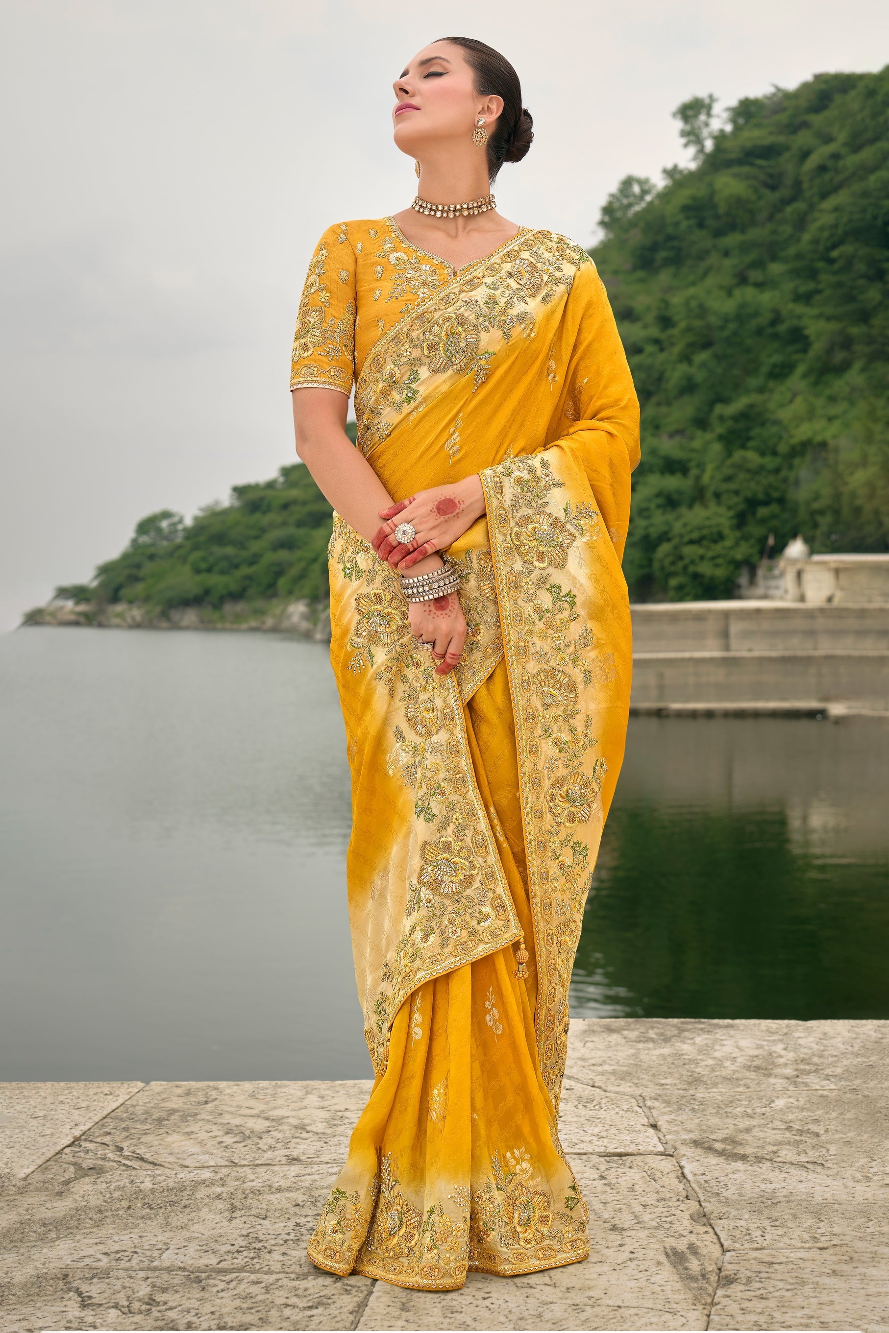 Yellow Woven Banarasi Saree-ZB133324_4_SareeButa.com