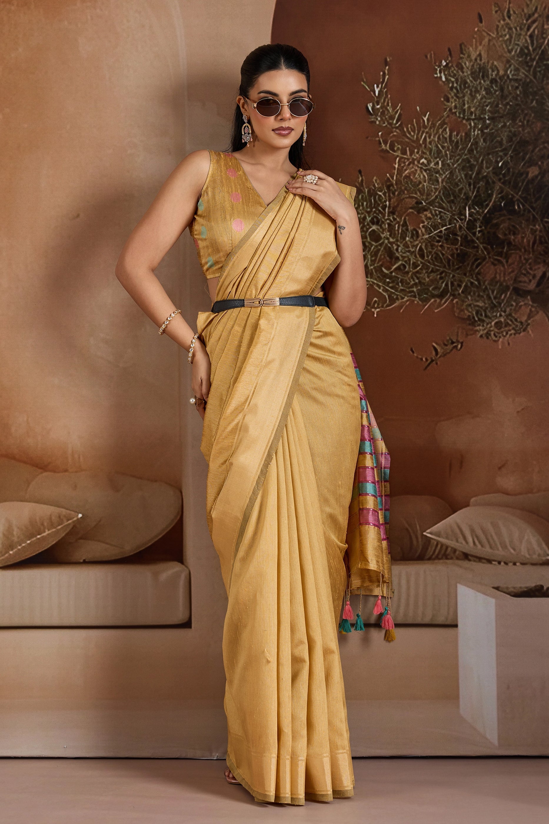 Yellow Woven Bhagalpuri Silk Saree-SAR11196_2_SareeButa.com