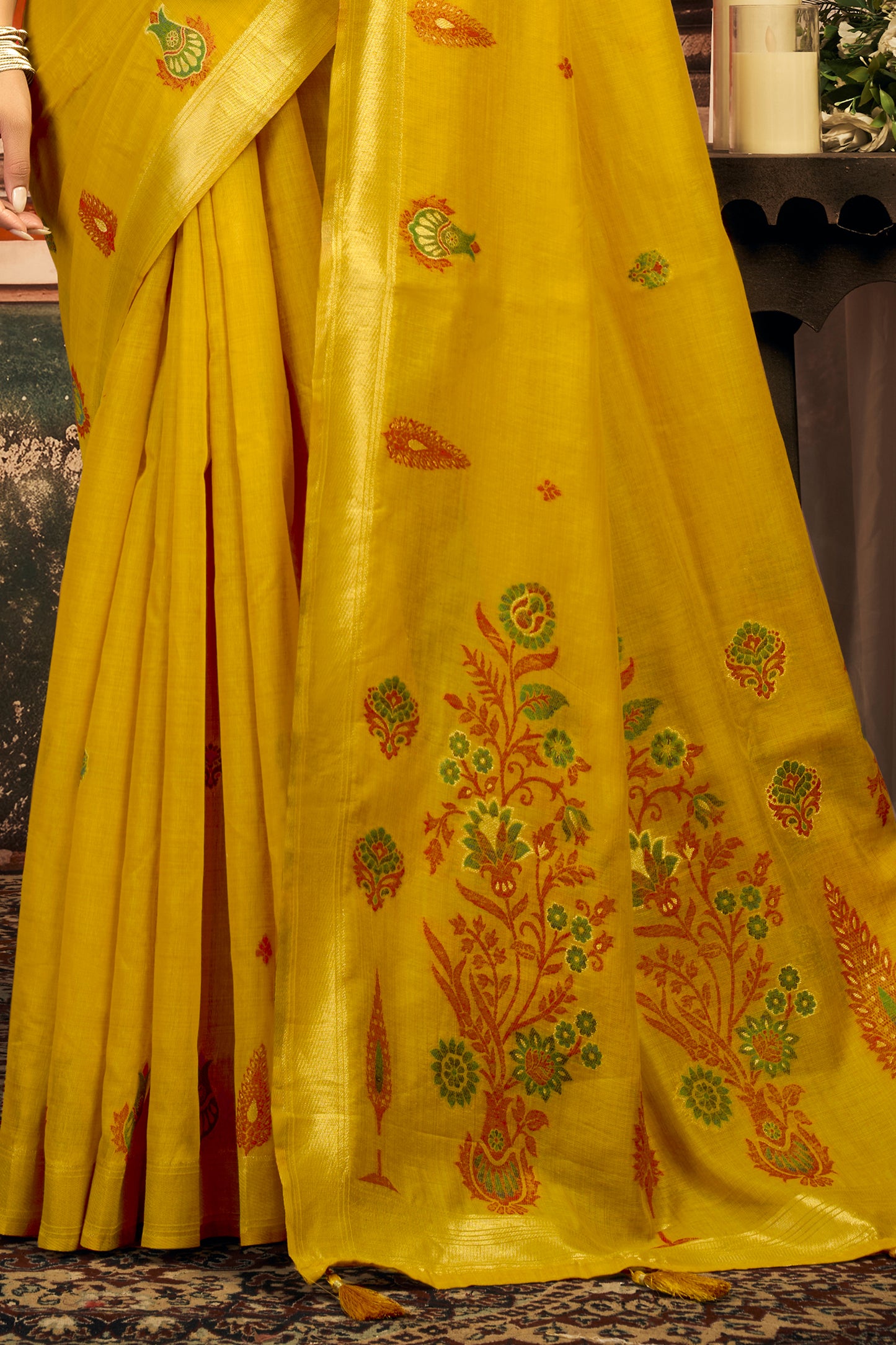 Yellow Woven Cotton Saree-SAR12751_5_SareeButa.com
