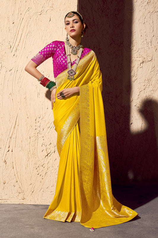 Yellow Woven Crepe Georgette Saree-SAR10999_1_SareeButa.com