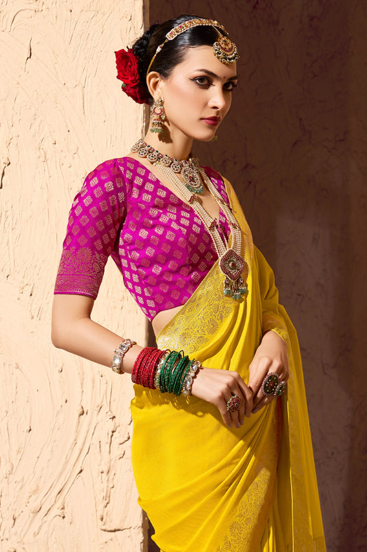 Yellow Woven Crepe Georgette Saree-SAR10999_2_SareeButa.com