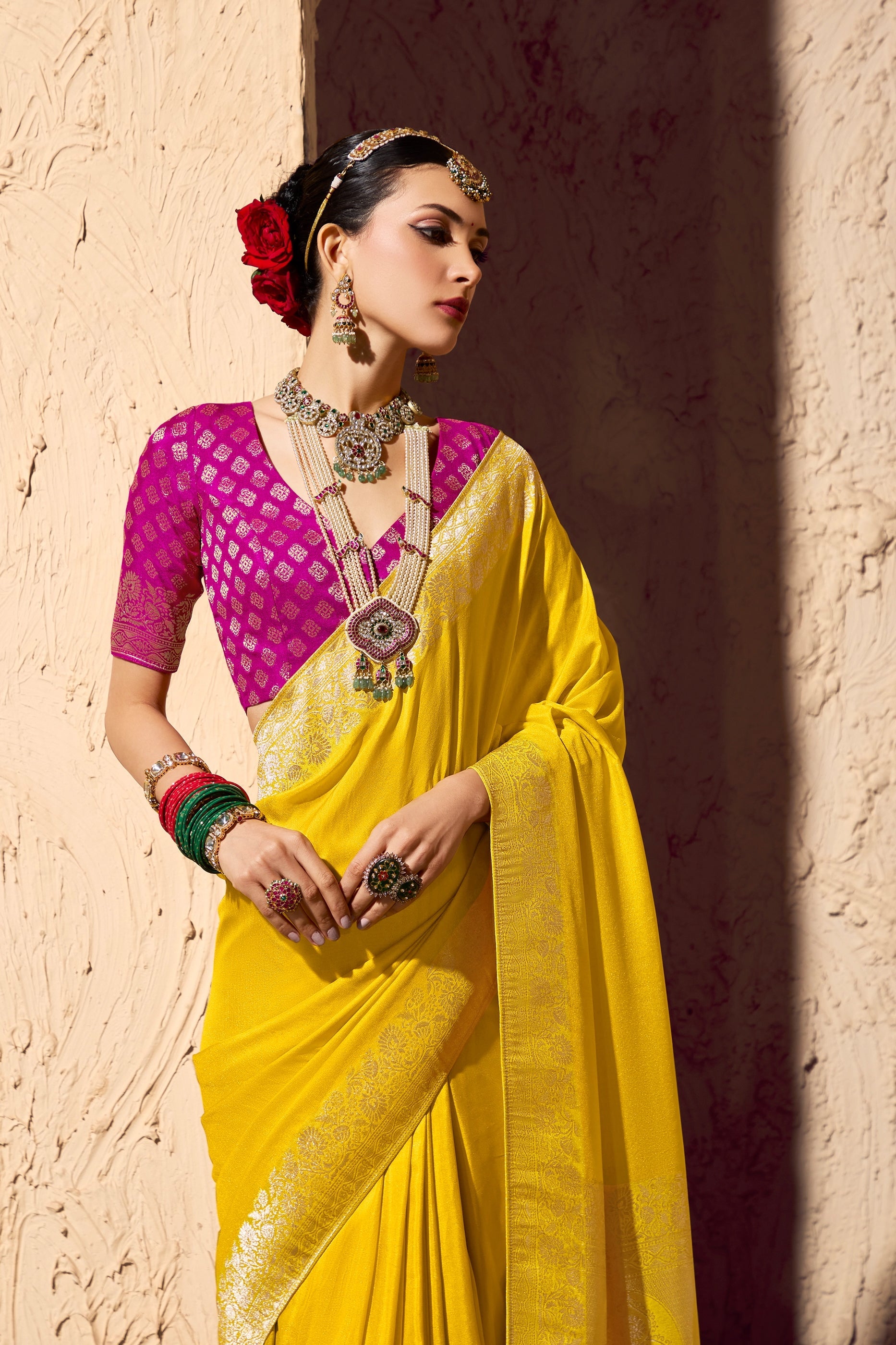 Yellow Woven Crepe Georgette Saree-SAR10999_3_SareeButa.com
