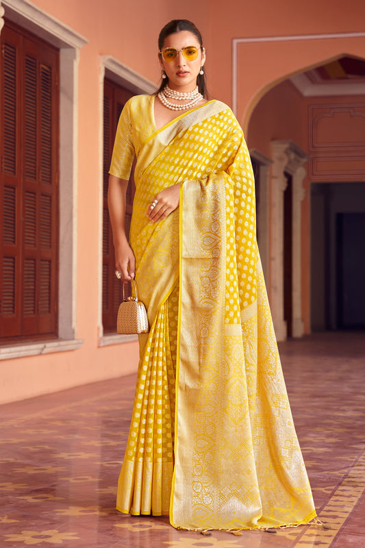 Yellow Woven Georgette Saree-SAR10177_1_SareeButa.com