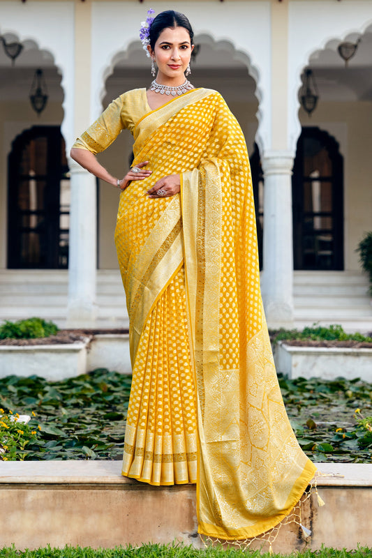 Yellow Woven Georgette Saree-SAR11275_1_SareeButa.com