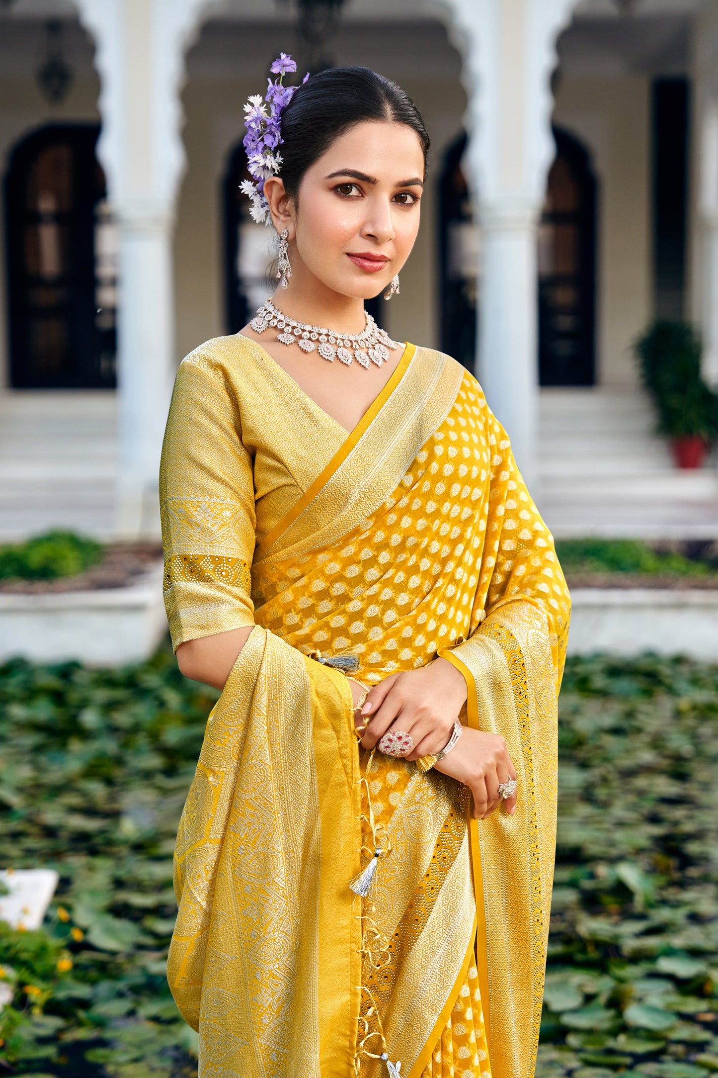Yellow Woven Georgette Saree-SAR11275_2_SareeButa.com