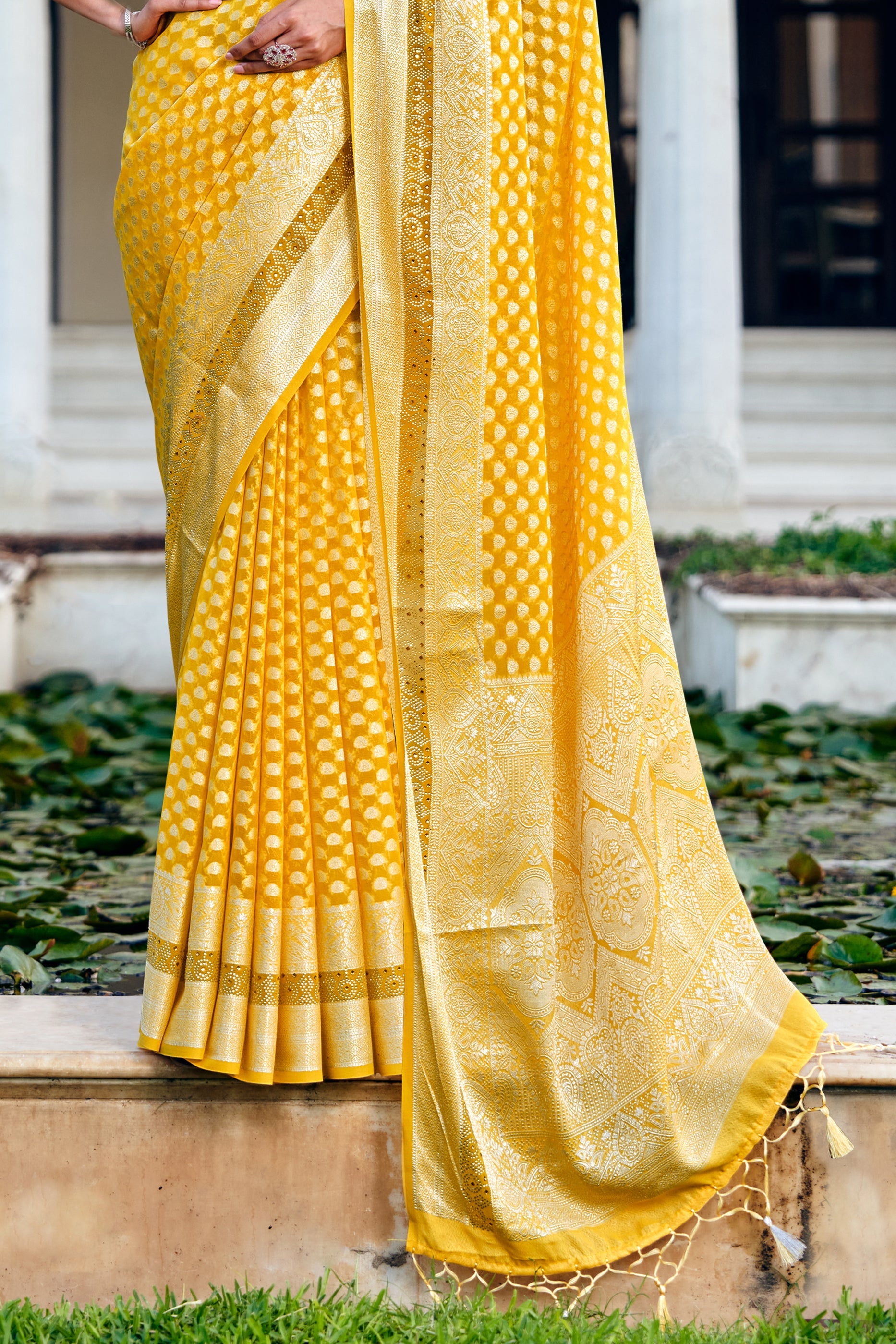 Yellow Woven Georgette Saree-SAR11275_4_SareeButa.com