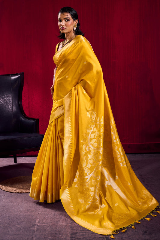 Yellow Woven Satin Saree-SAR12382_1_SareeButa.com