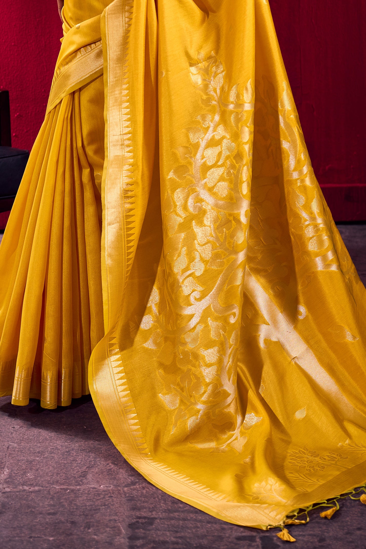 Yellow Woven Satin Saree-SAR12382_5_SareeButa.com