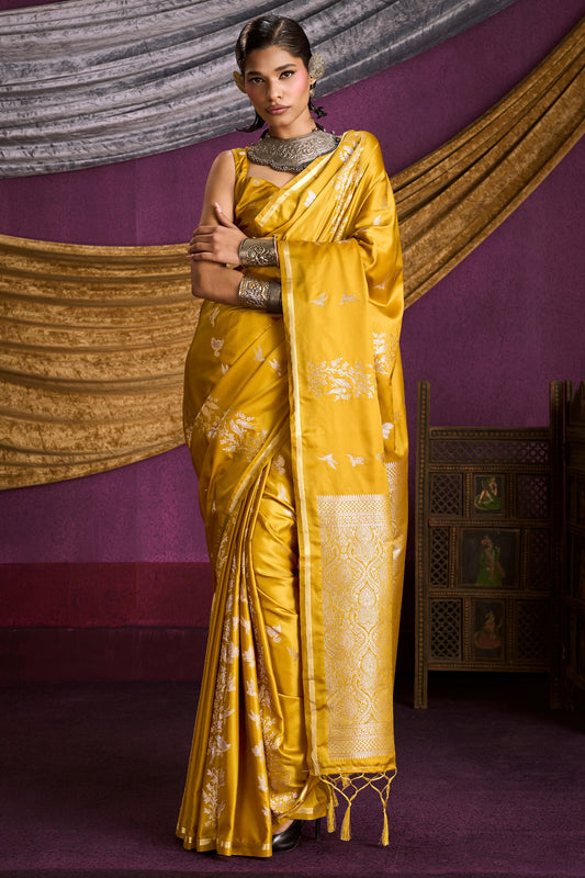 Yellow Woven Satin Silk Saree-SAR12330_1_SareeButa.com