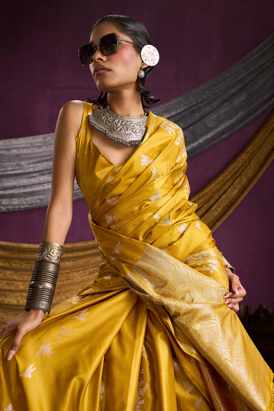 Yellow Woven Satin Silk Saree-SAR12330_2_SareeButa.com
