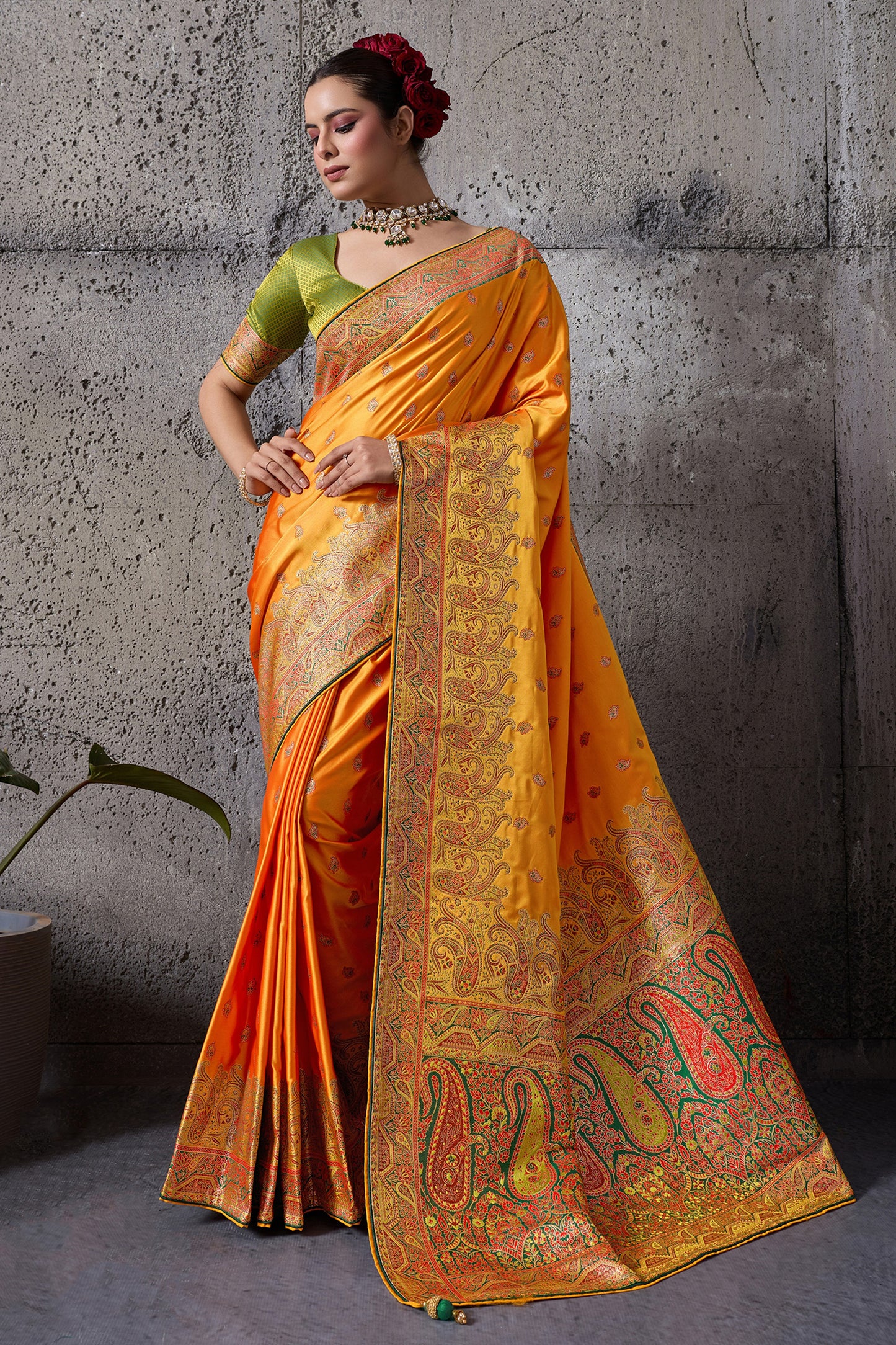 Yellow Woven Satin Silk Saree-SAR12542_1_SareeButa.com