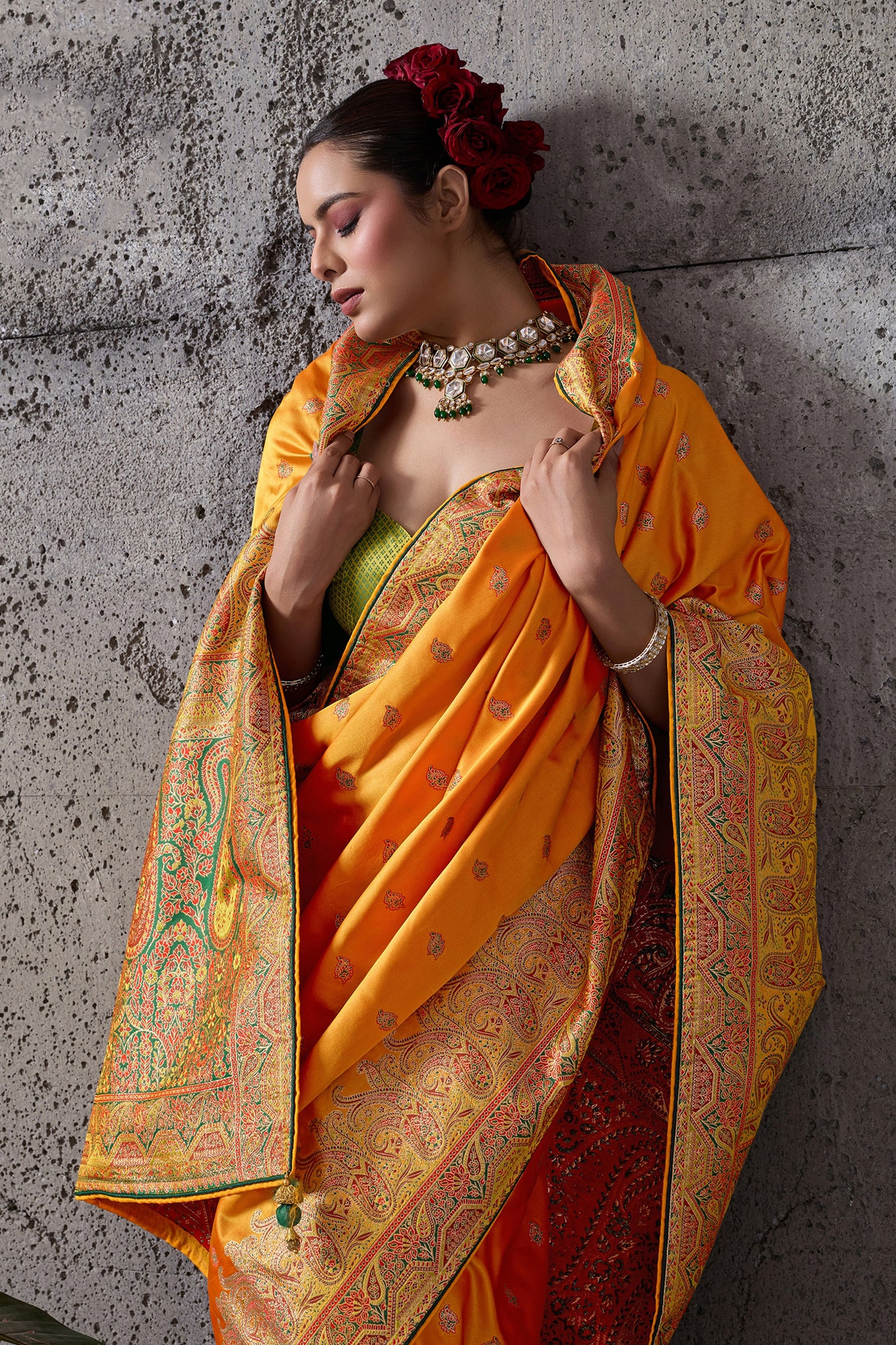 Yellow Woven Satin Silk Saree-SAR12542_3_SareeButa.com
