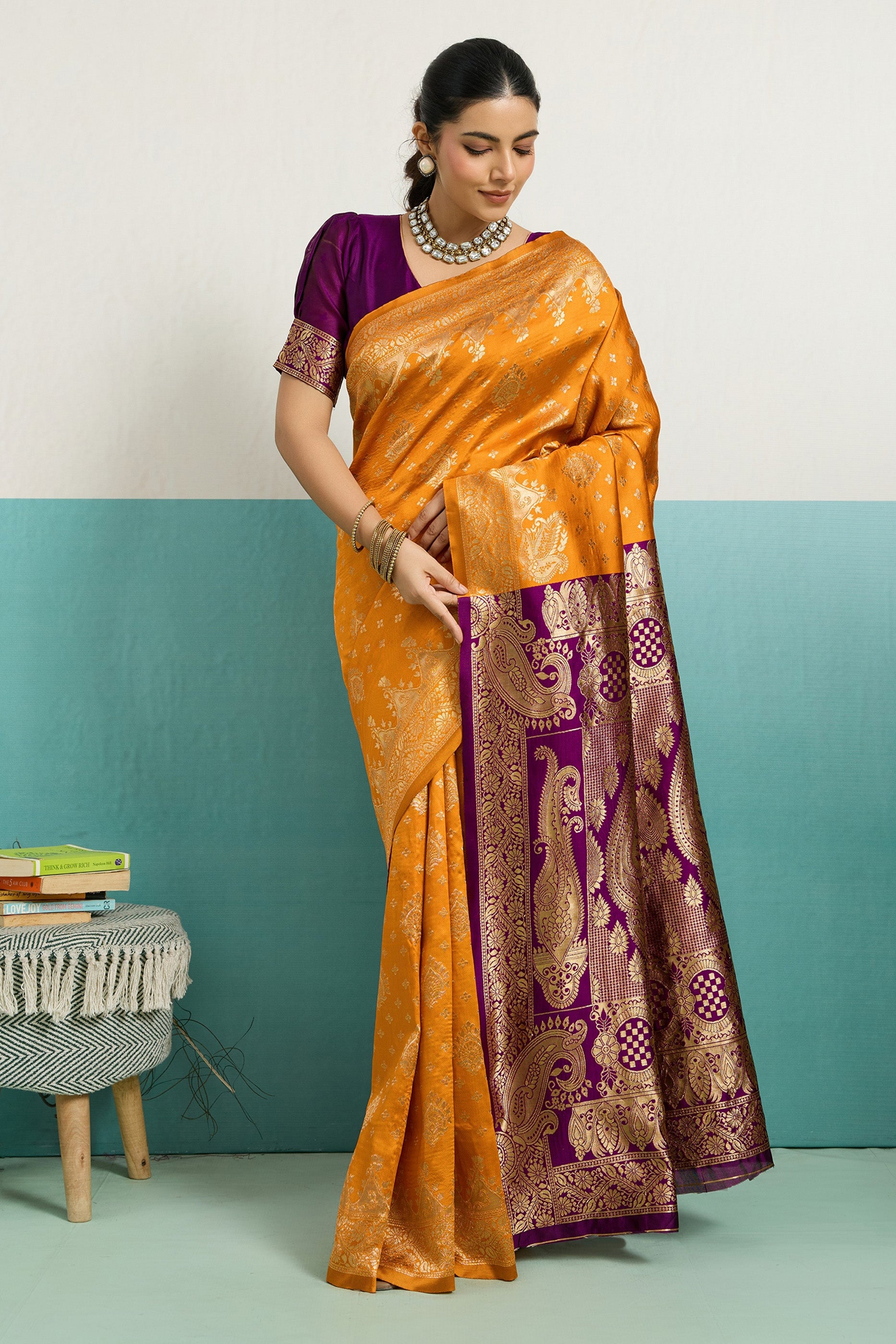 Yellow Woven Silk Saree-SAR12516_1_SareeButa.com