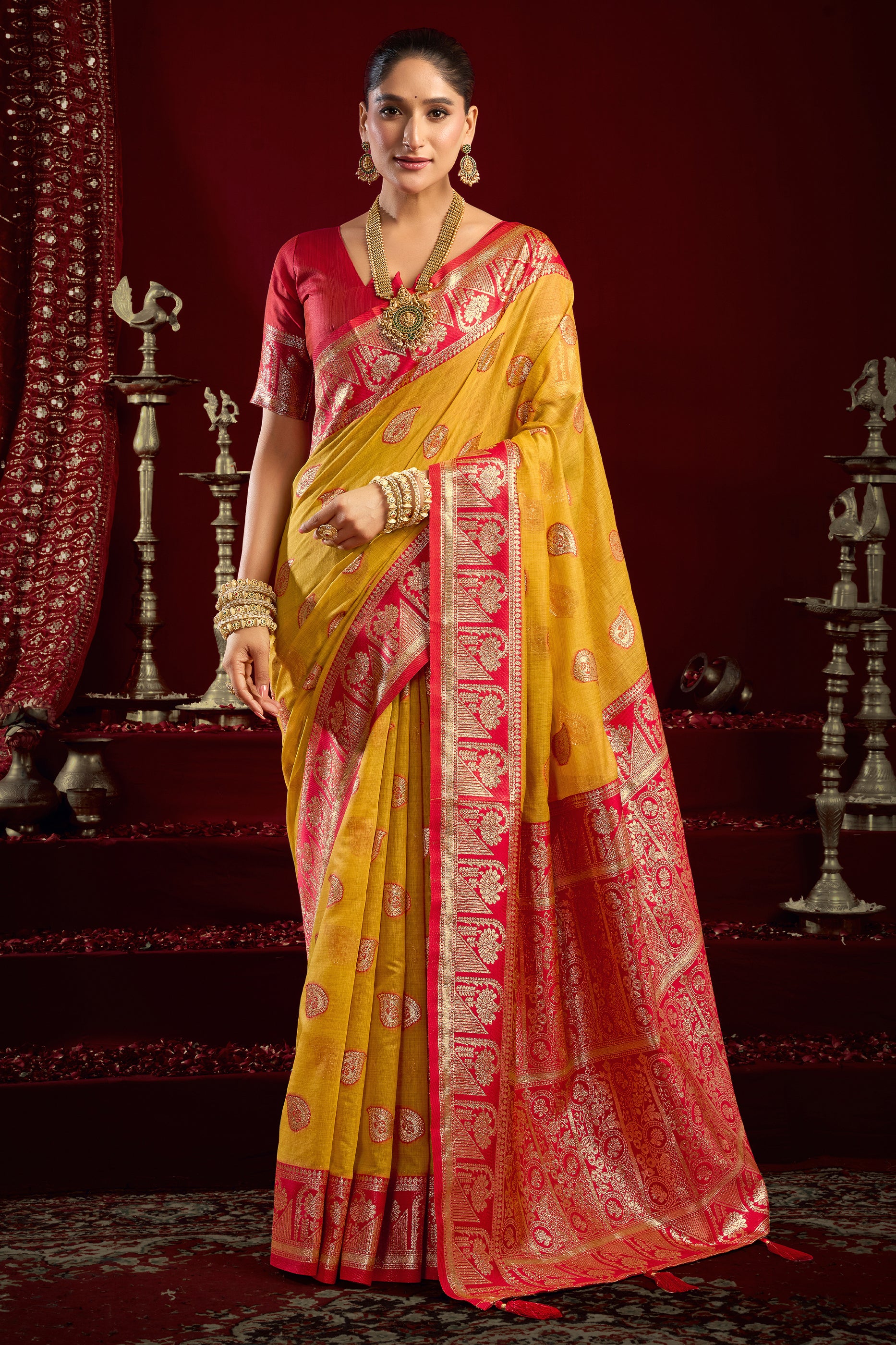 Yellow Woven Silk Saree-SAR12628_1_SareeButa.com