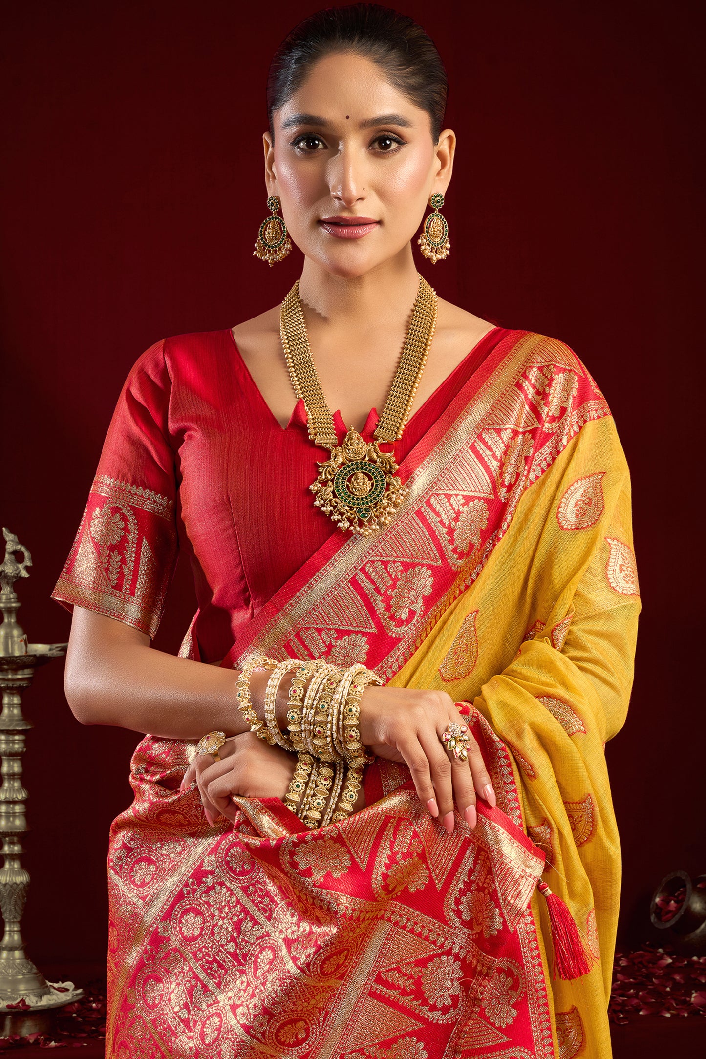 Yellow Woven Silk Saree-SAR12628_2_SareeButa.com