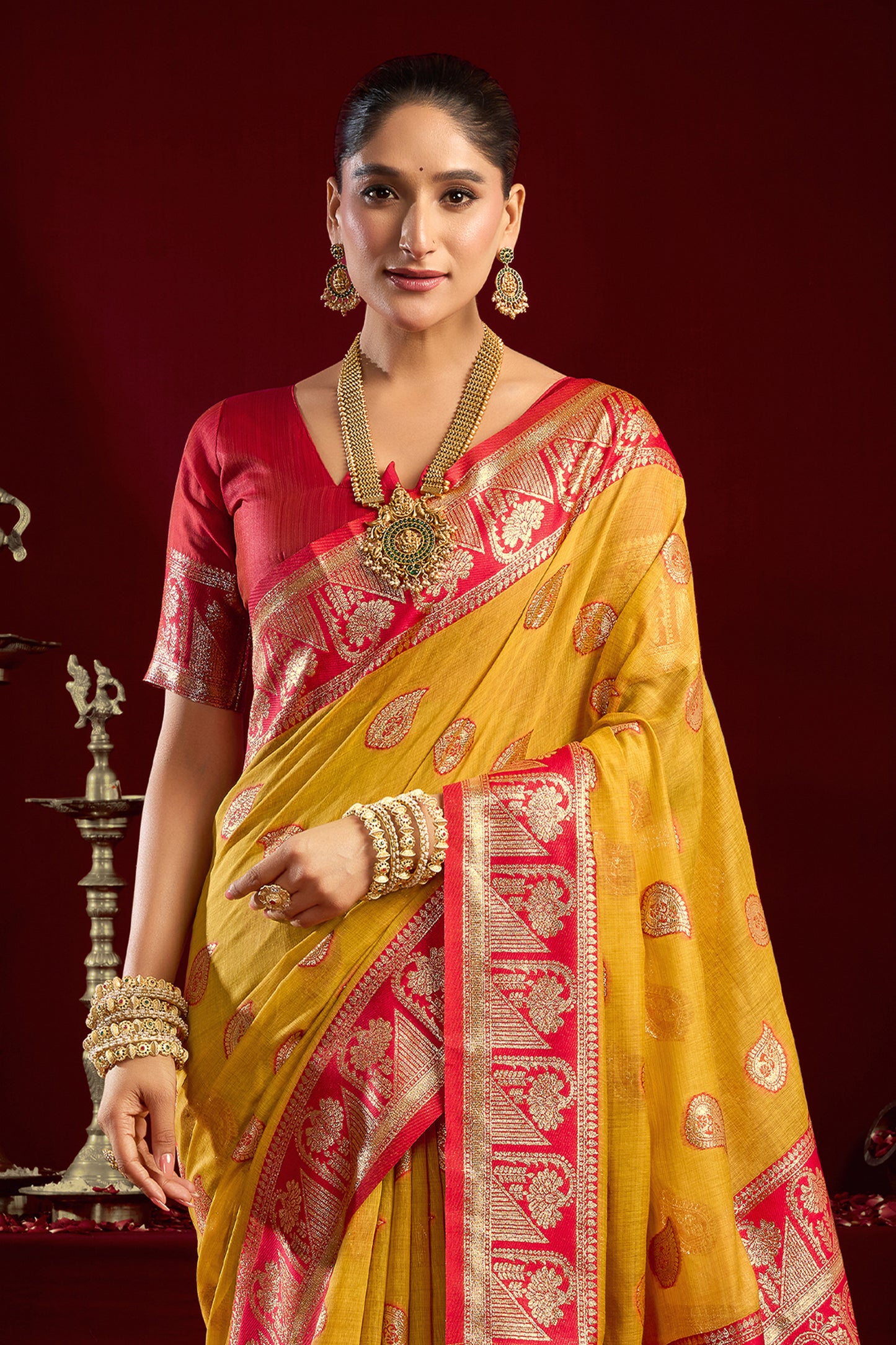 Yellow Woven Silk Saree-SAR12628_4_SareeButa.com