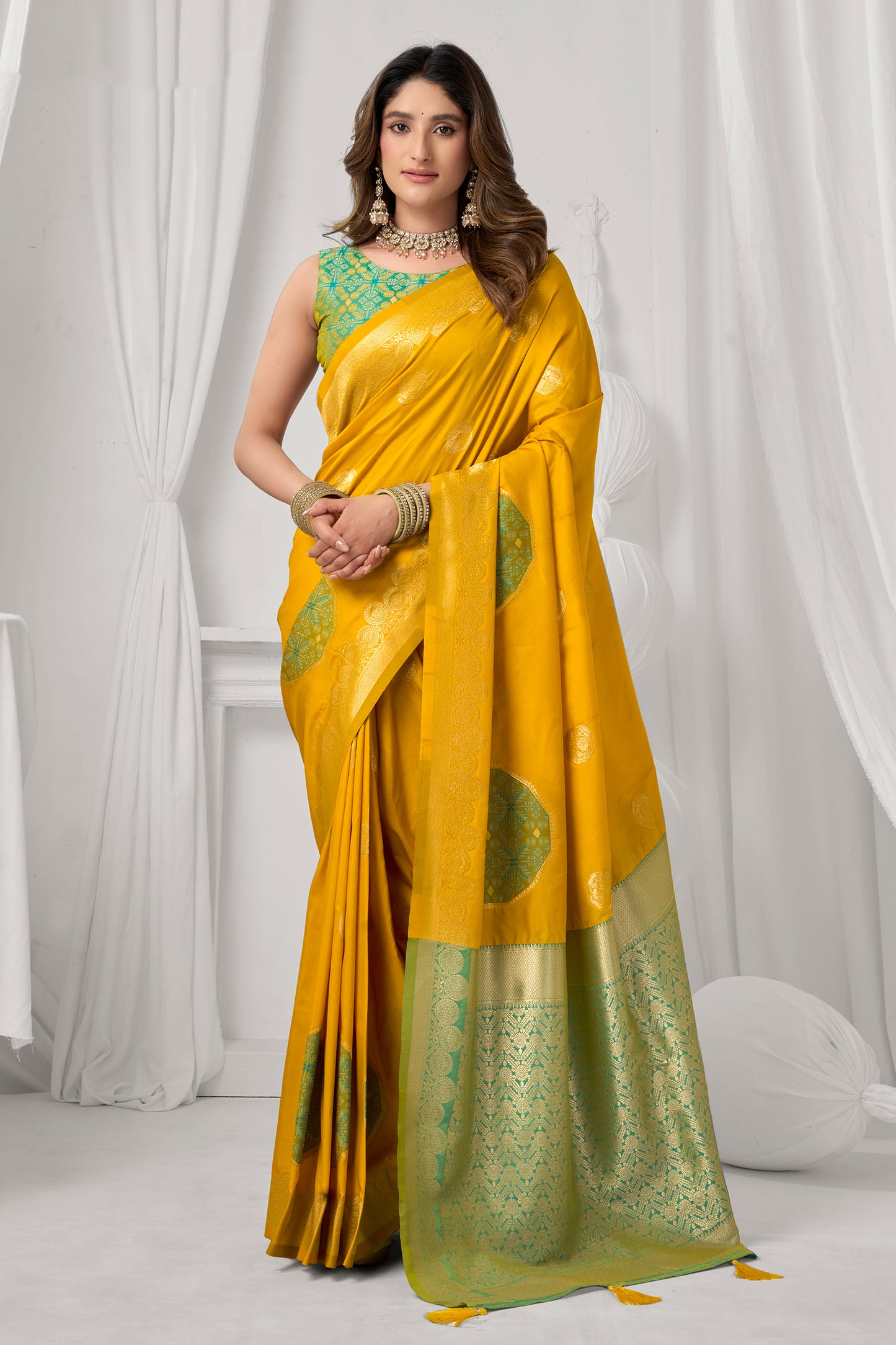 Yellow Woven Silk Saree-SAR12678_1_SareeButa.com