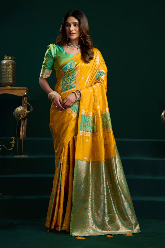 Yellow Woven Silk Saree-SAR12705_1_SareeButa.com