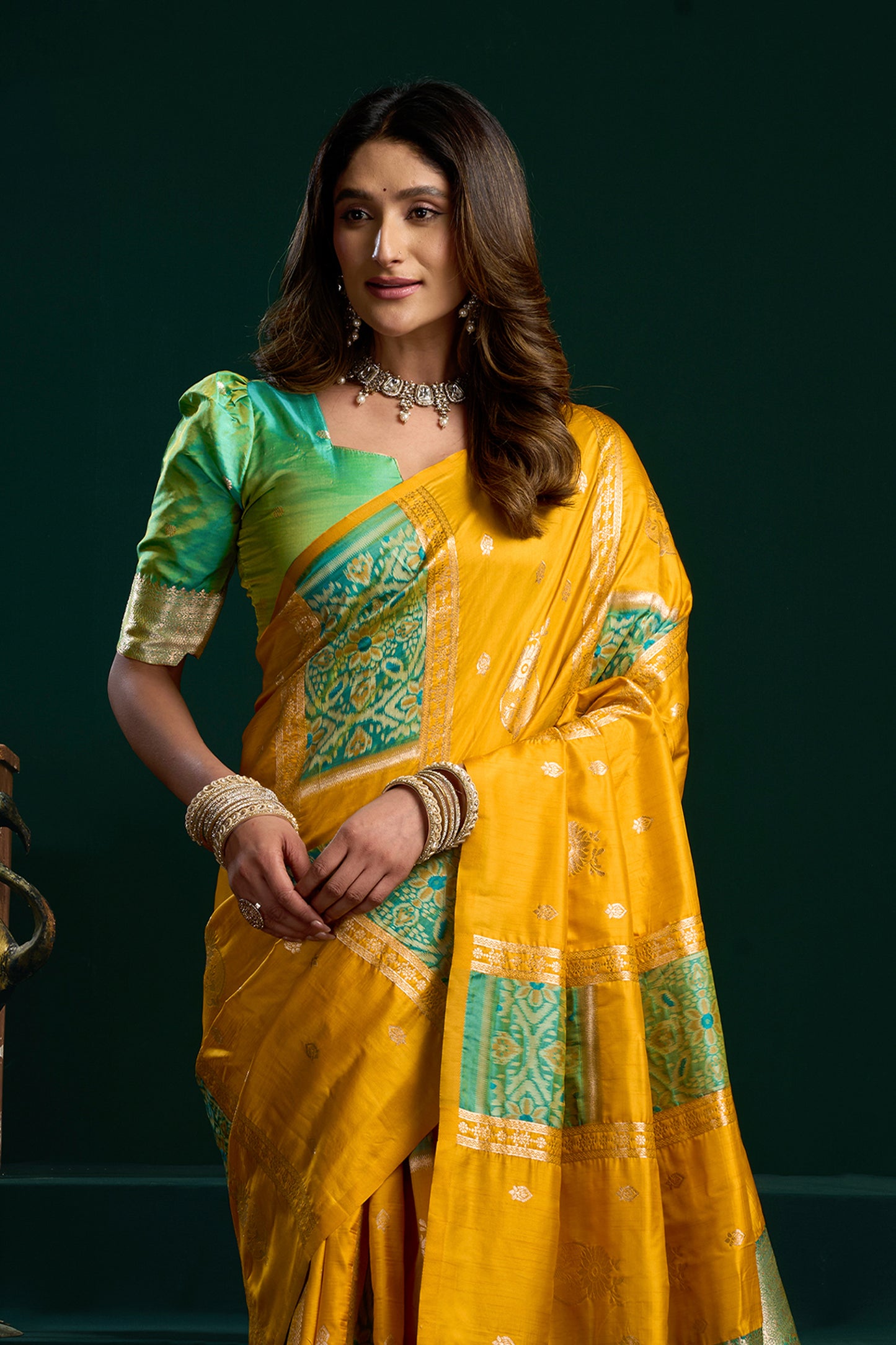 Yellow Woven Silk Saree-SAR12705_3_SareeButa.com