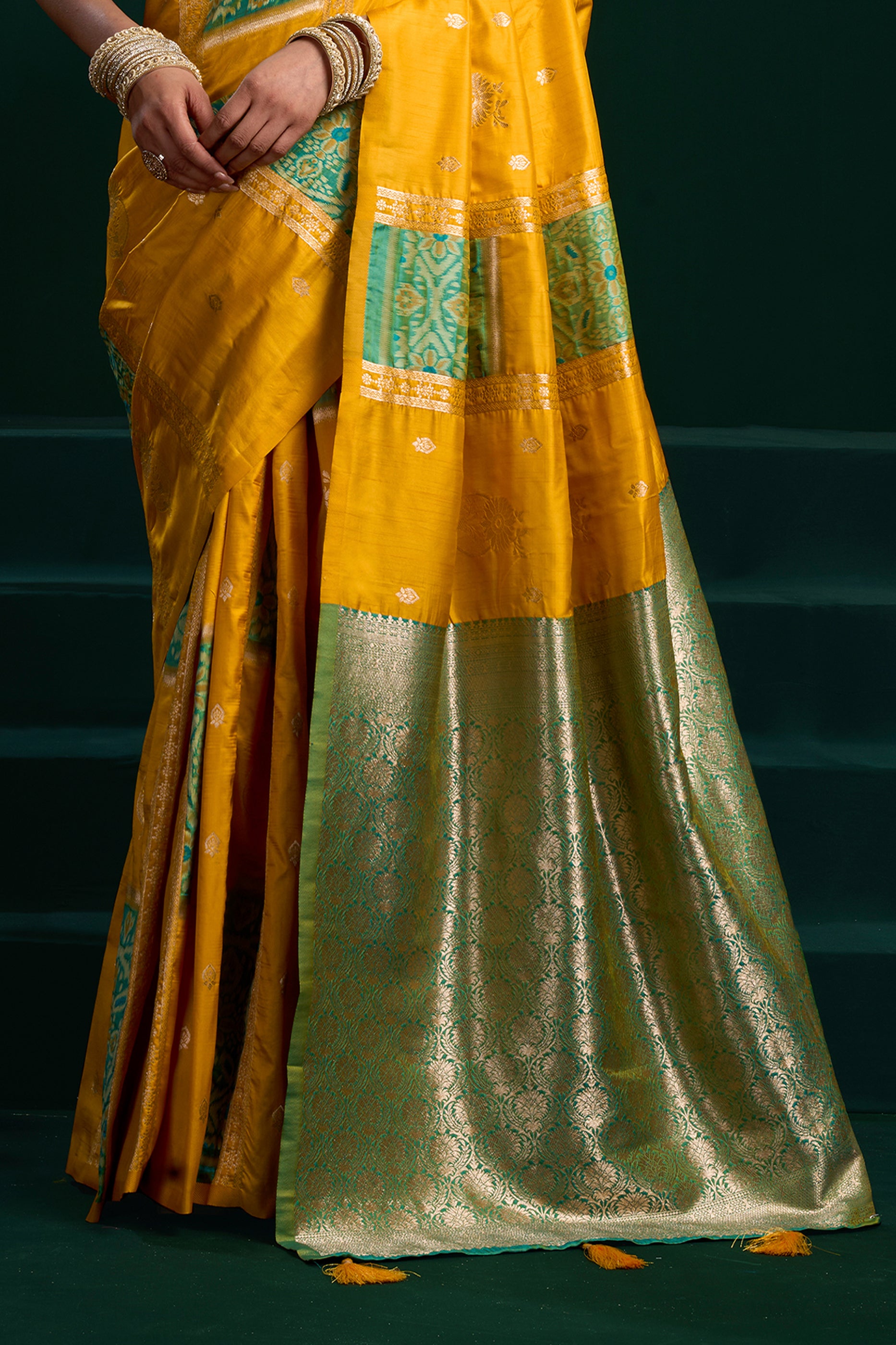Yellow Woven Silk Saree-SAR12705_4_SareeButa.com
