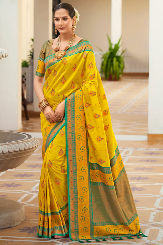 yellow-woven-silk-saree-zb132374_1_SareeButa.com