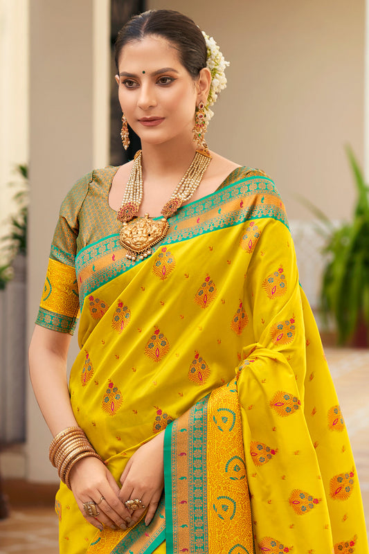 yellow-woven-silk-saree-zb132374_2_SareeButa.com
