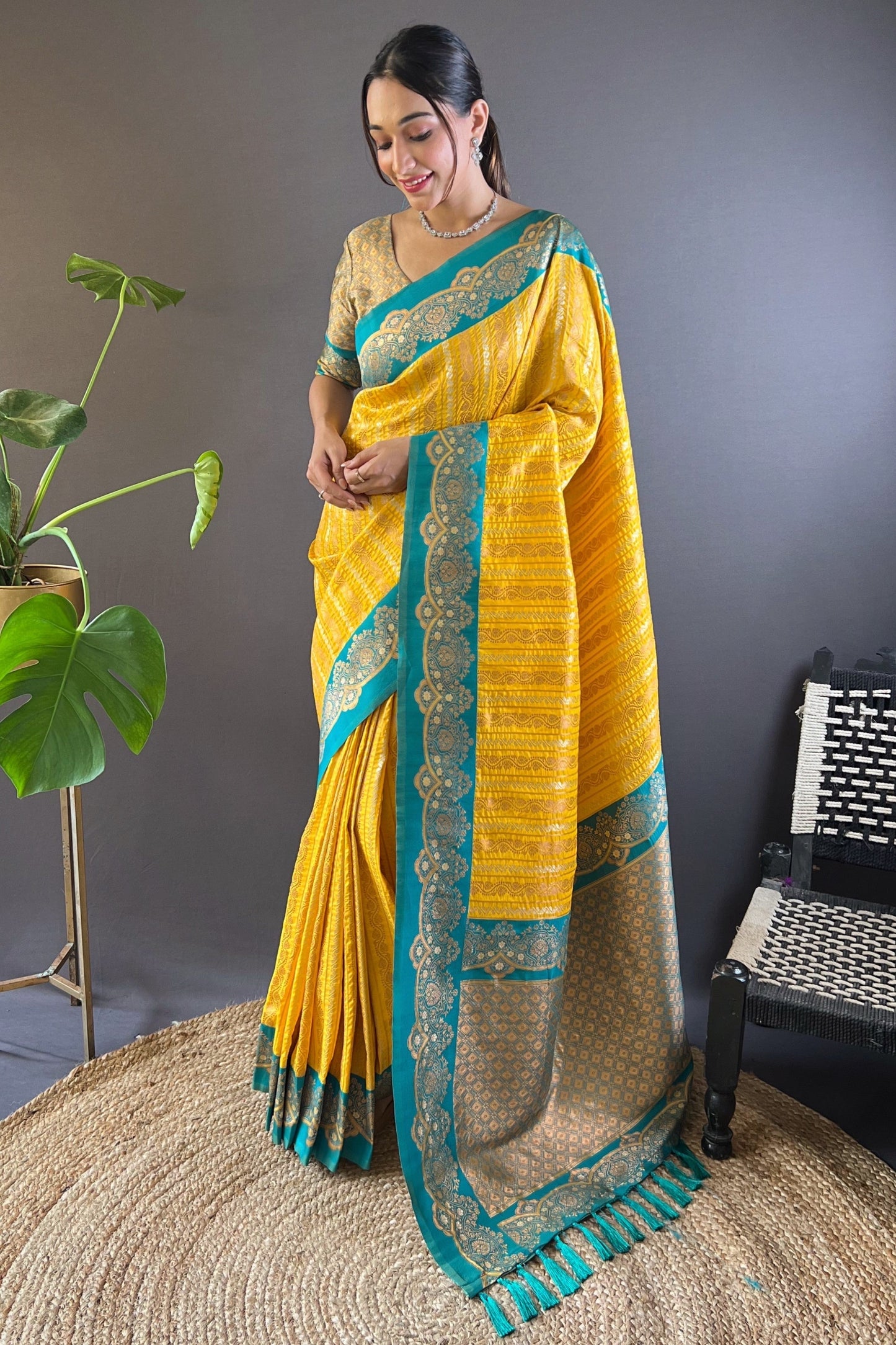 yellow-woven-silk-saree-zb132645_1_SareeButa.com