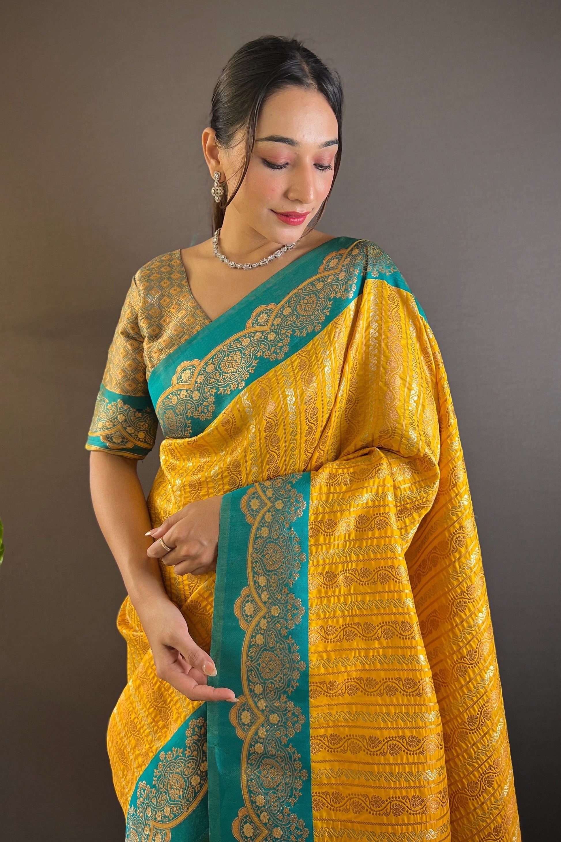 yellow-woven-silk-saree-zb132645_2_SareeButa.com