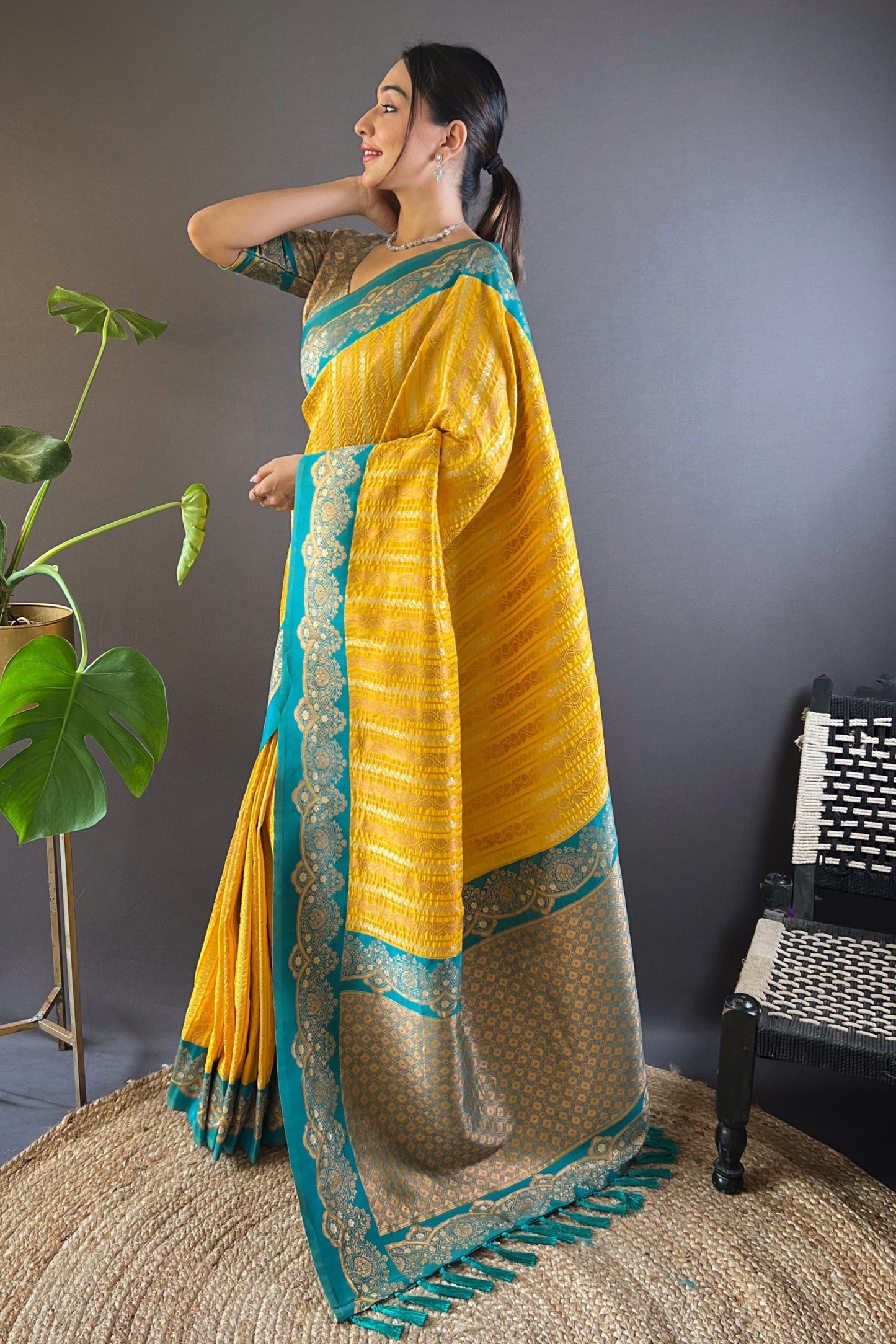 yellow-woven-silk-saree-zb132645_3_SareeButa.com