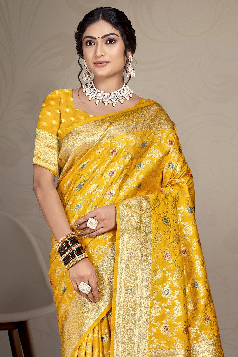 Yellow Silk Saree-ZB132942_2_SareeButa.com