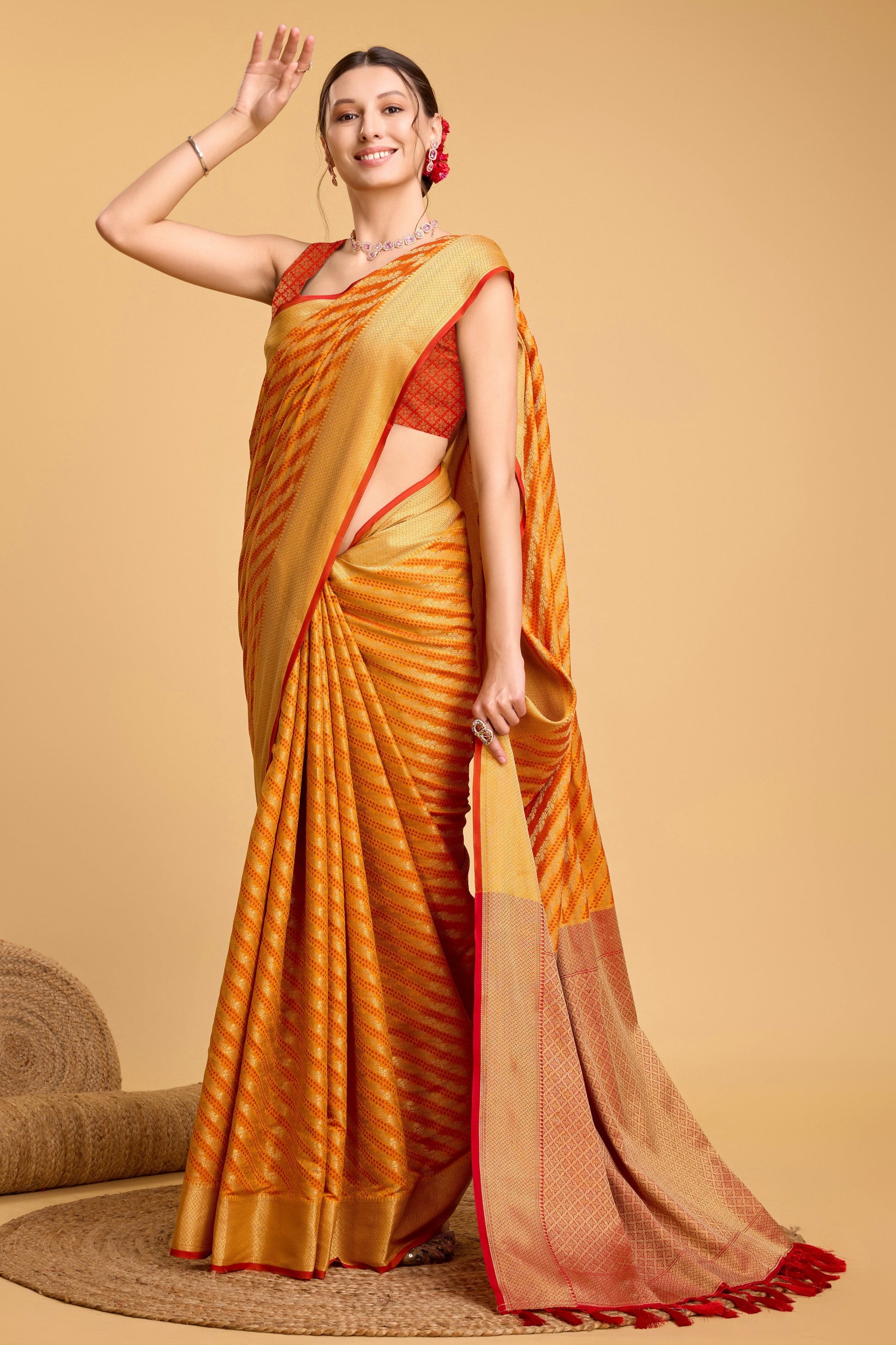 Yellow Woven Silk Saree-ZB133119_4_SareeButa.com