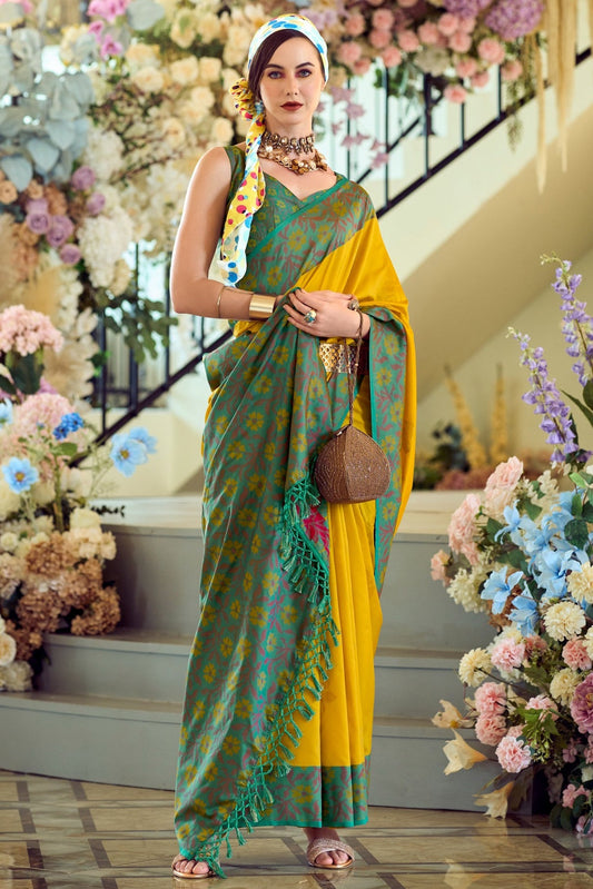 Yellow Woven Silk Saree-ZB133403_1_SareeButa.com