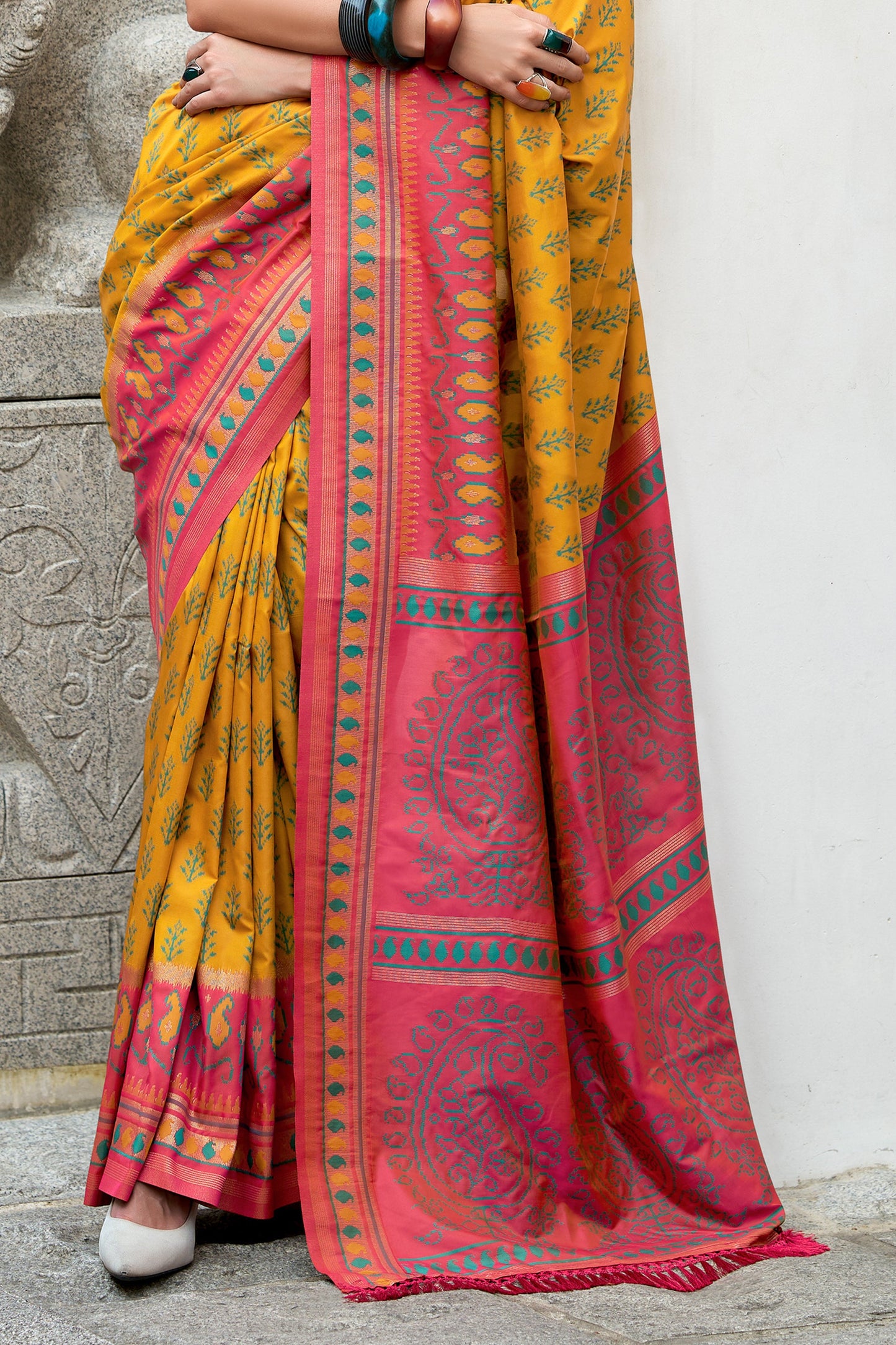 Yellow Woven Soft Ikat Silk Saree-SAR10031_5_SareeButa.com
