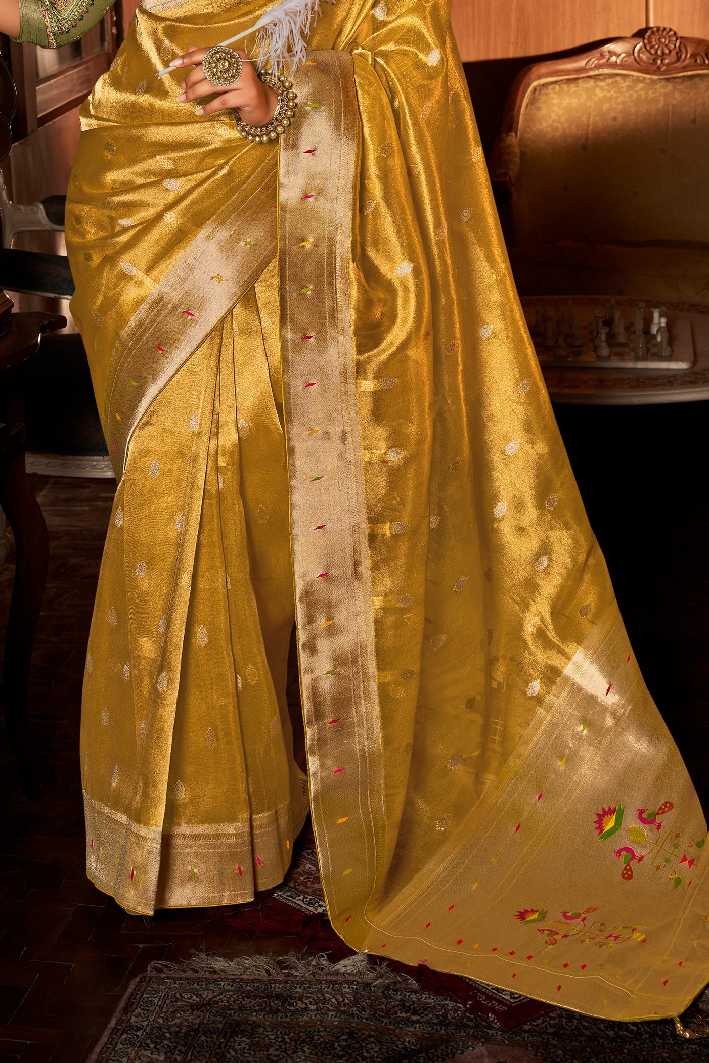 Yellow Woven Tissue Paithani Saree-ZB134645_4_SareeButa.com