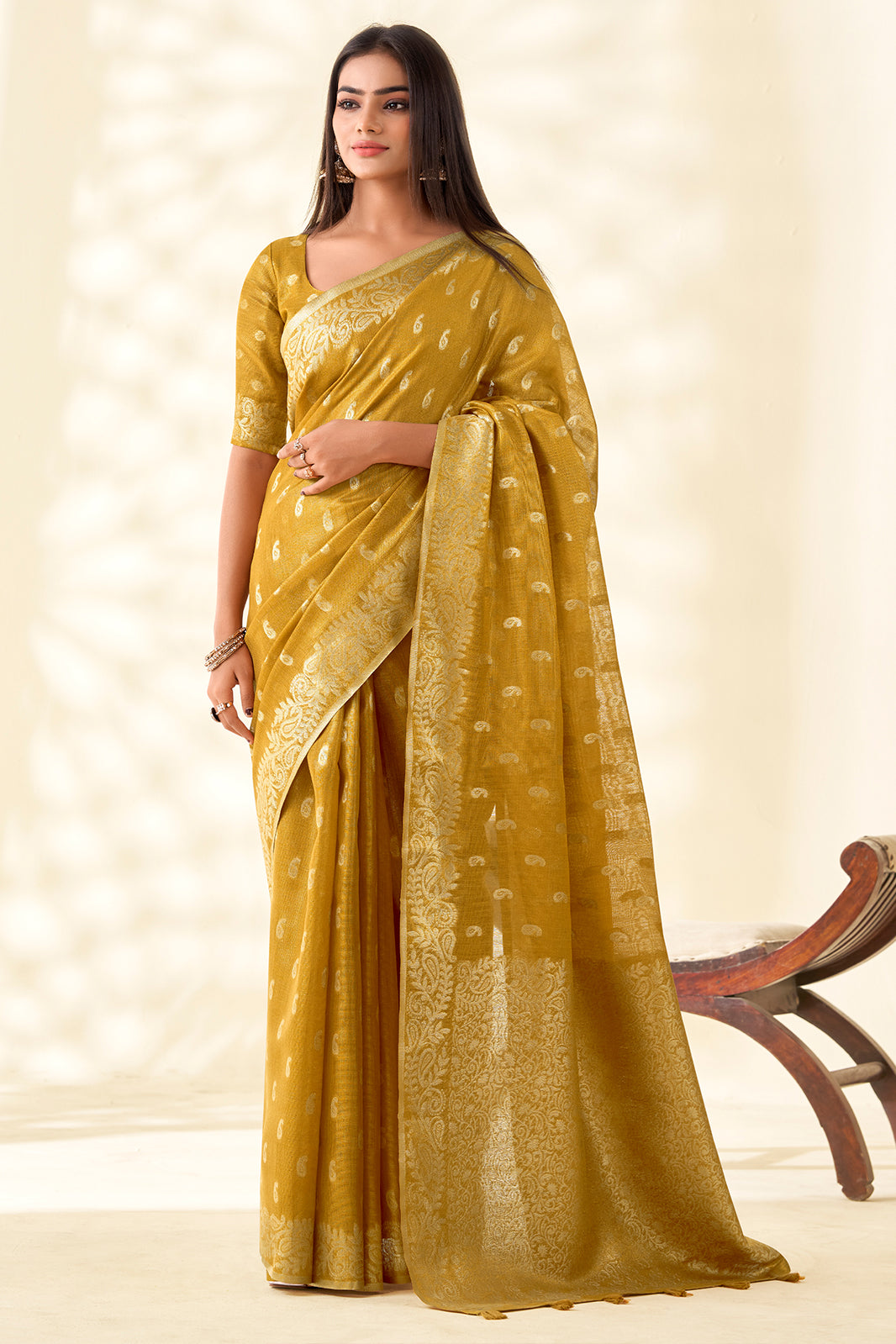 Yellow Woven Tissue Silk Saree-SAR10004_1_SareeButa.com