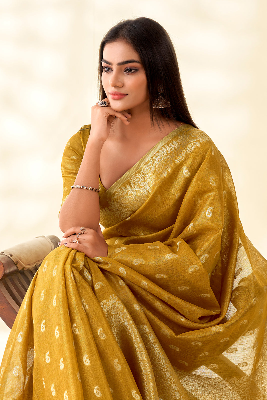 Yellow Woven Tissue Silk Saree-SAR10004_3_SareeButa.com