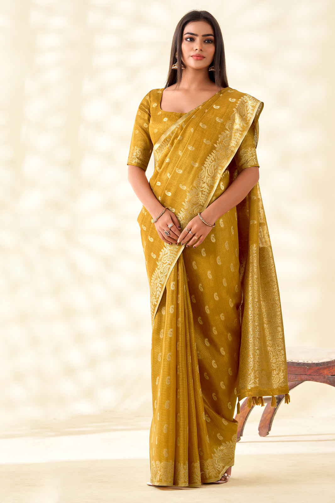 Yellow Woven Tissue Silk Saree-SAR10004_4_SareeButa.com