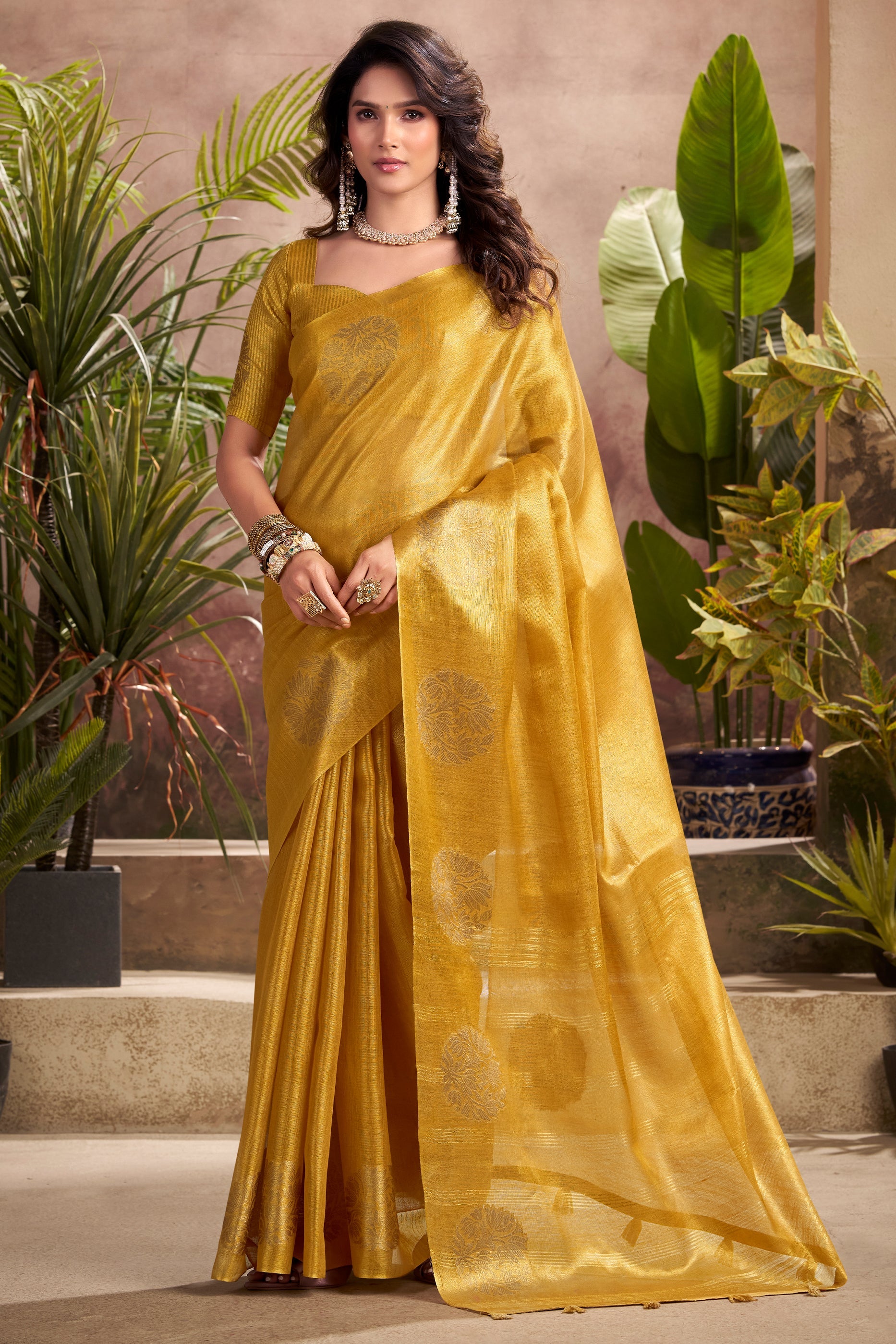 Yellow Woven Tissue Silk Saree-SAR10016_1_SareeButa.com
