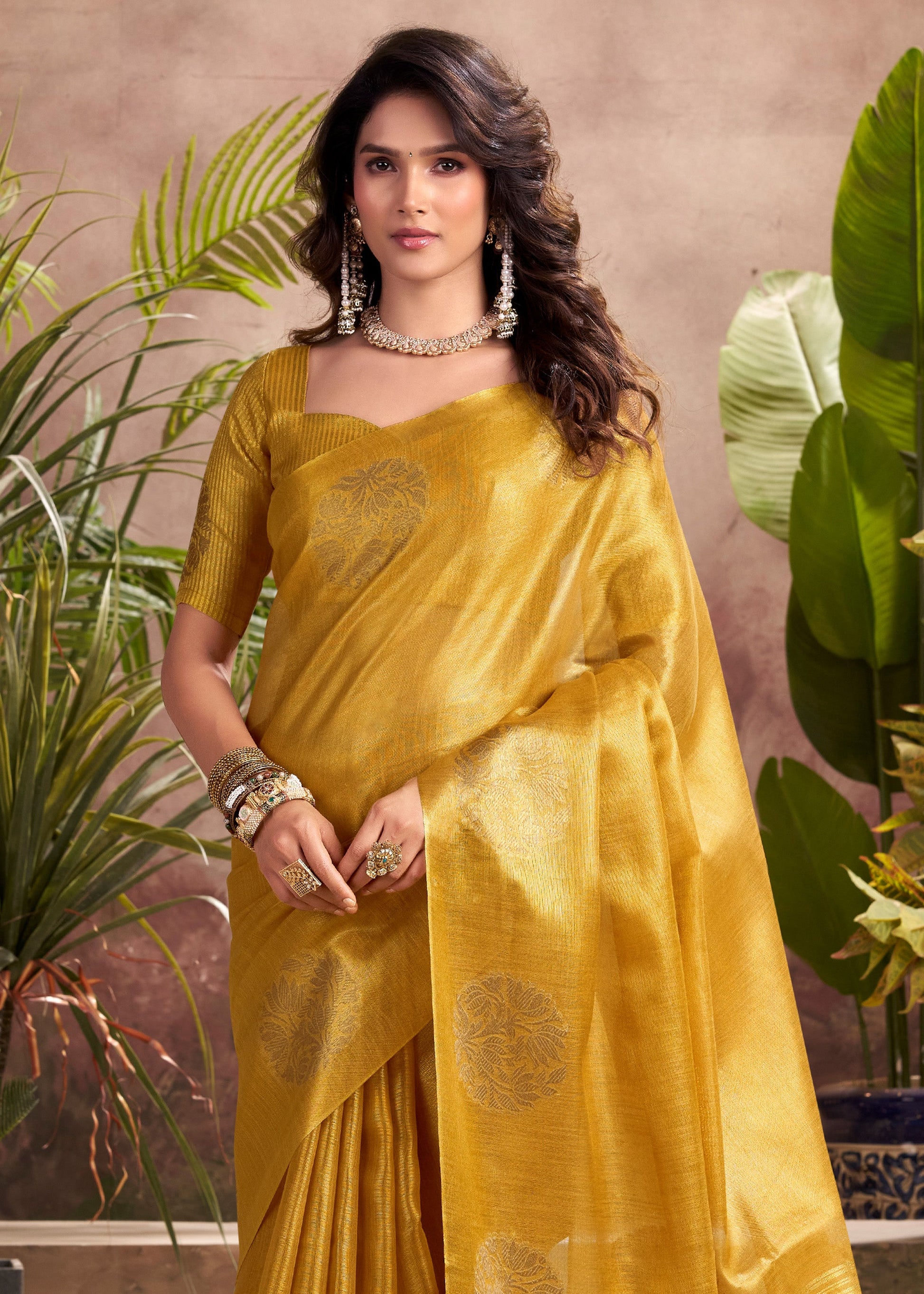 Yellow Woven Tissue Silk Saree-SAR10016_4_SareeButa.com