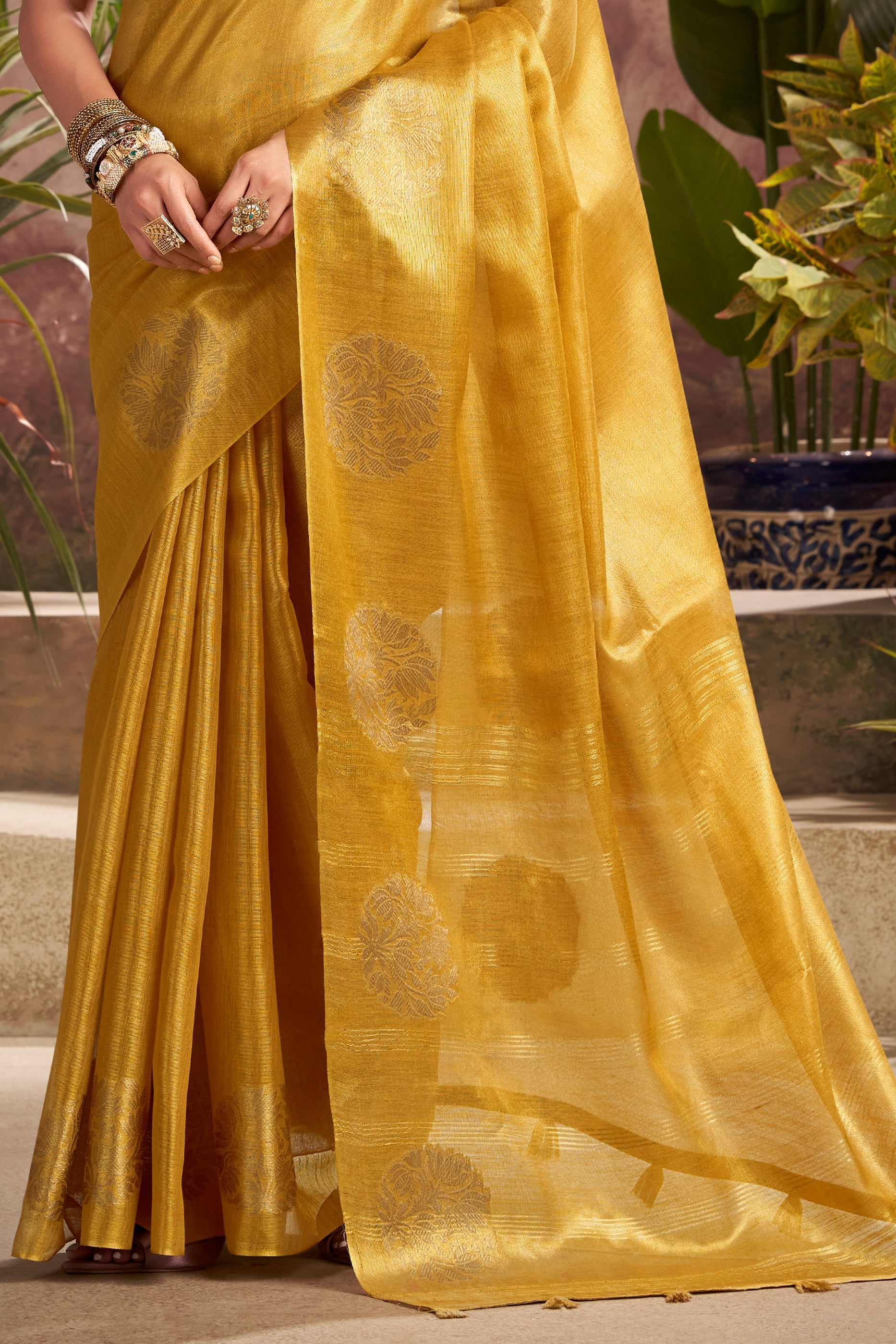 Yellow Woven Tissue Silk Saree-SAR10016_5_SareeButa.com