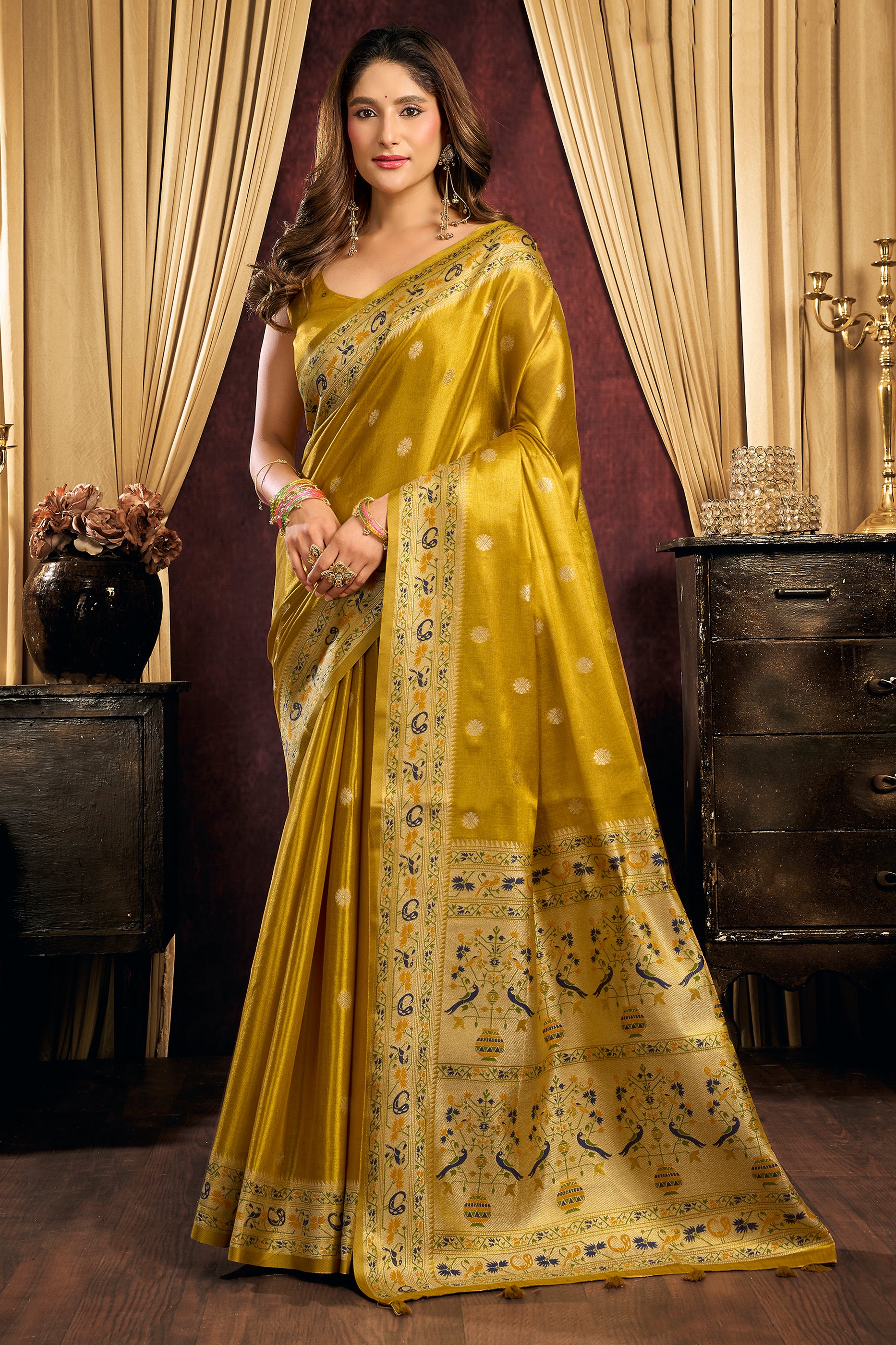 Yellow Woven Tissue Silk Saree-SAR13190_1_SareeButa.com