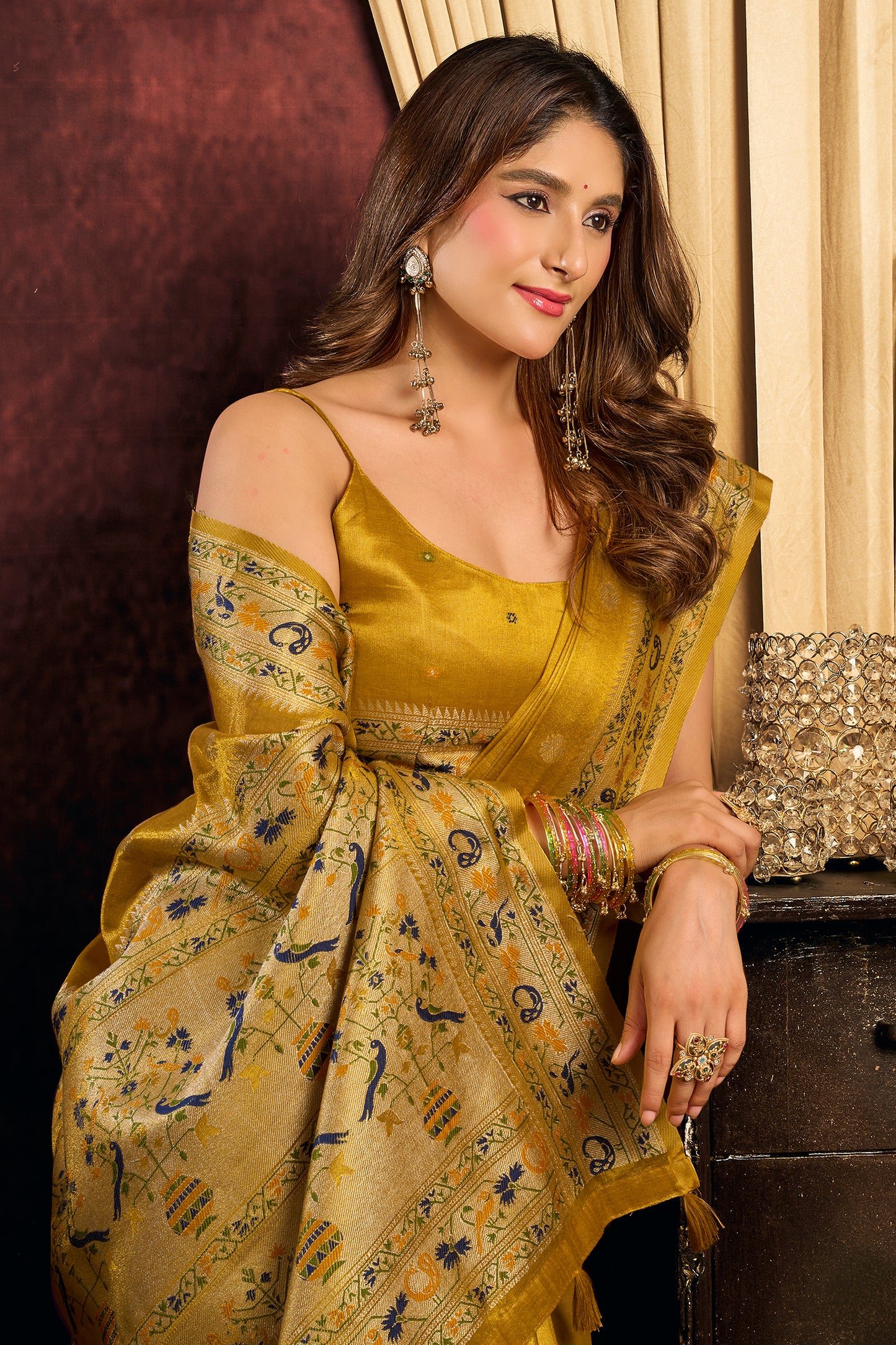 Yellow Woven Tissue Silk Saree-SAR13190_2_SareeButa.com