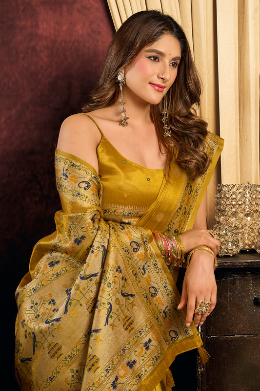 Yellow Woven Tissue Silk Saree-SAR13190_2_SareeButa.com