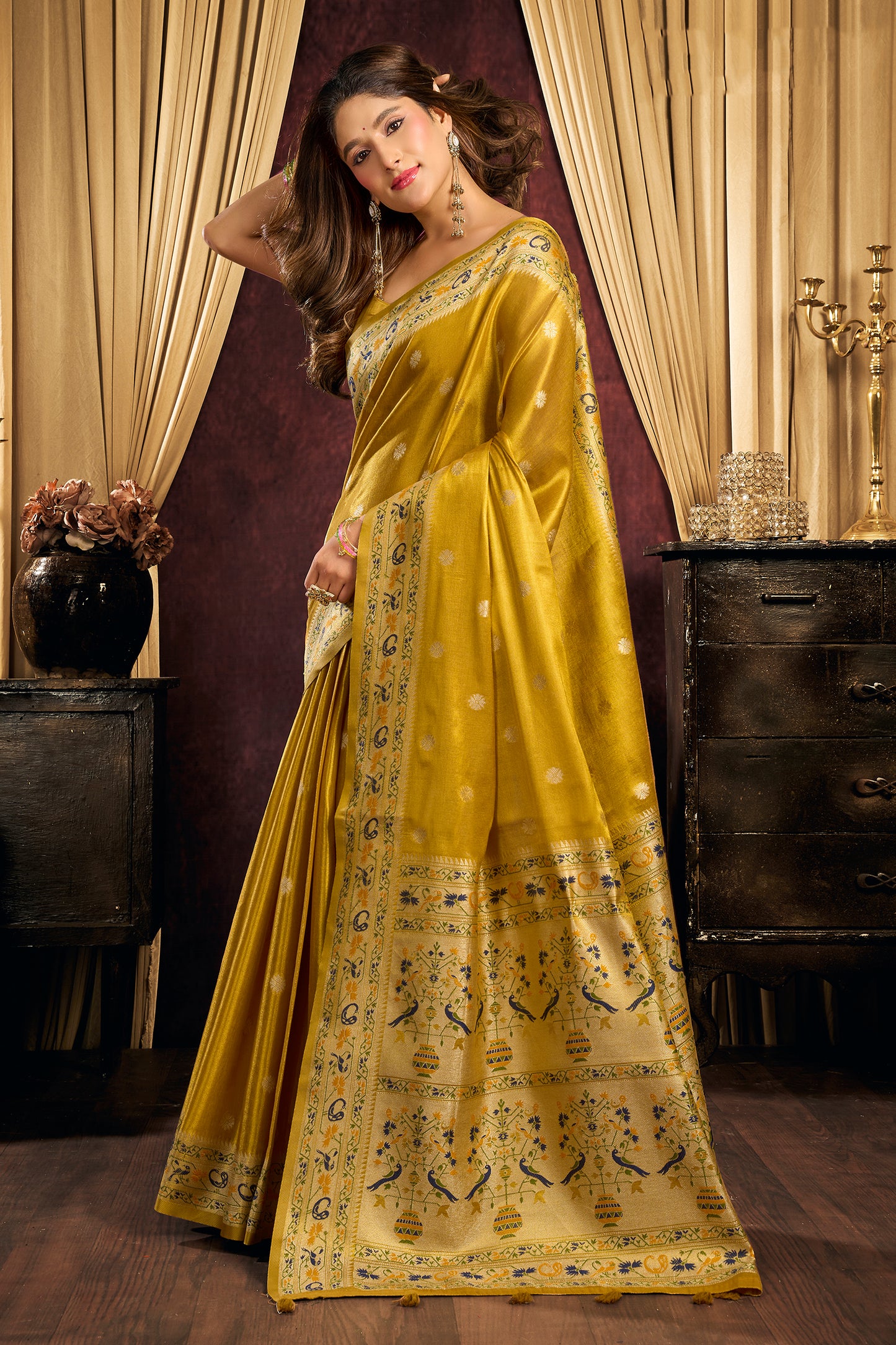 Yellow Woven Tissue Silk Saree-SAR13190_3_SareeButa.com