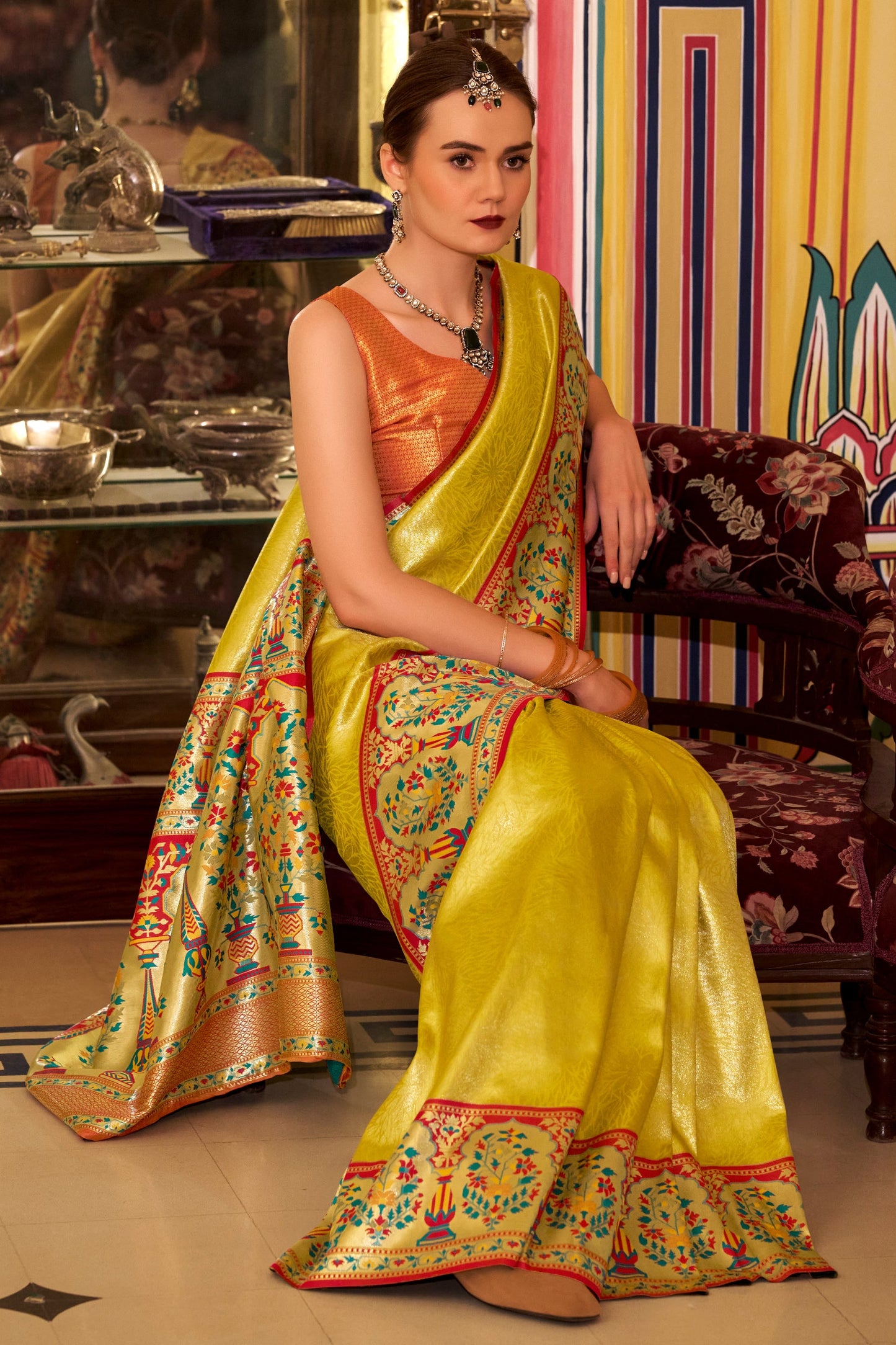 Yellow Woven Tissue Silk Saree-ZB134738_2_SareeButa.com
