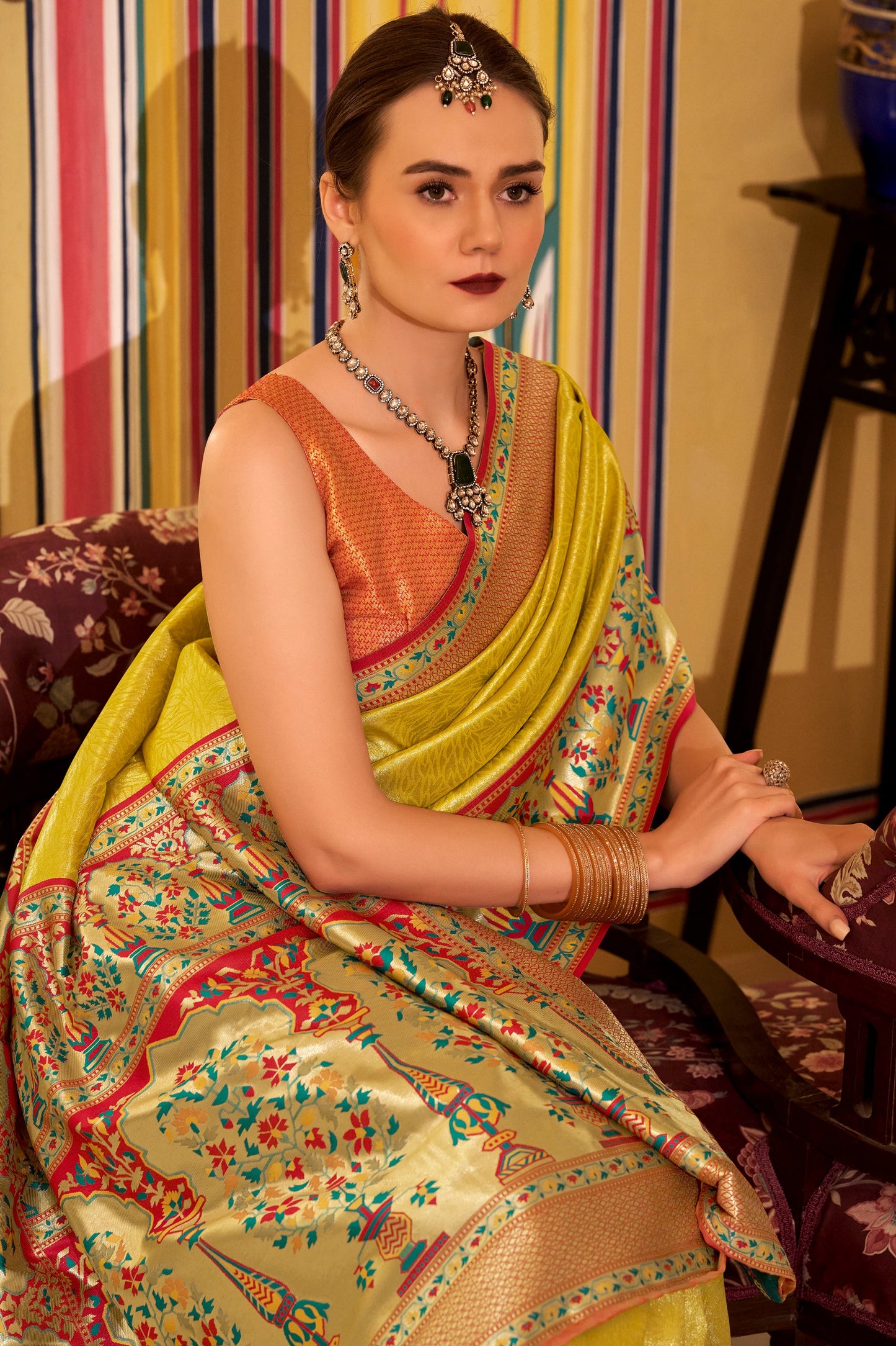 Yellow Woven Tissue Silk Saree-ZB134738_4_SareeButa.com