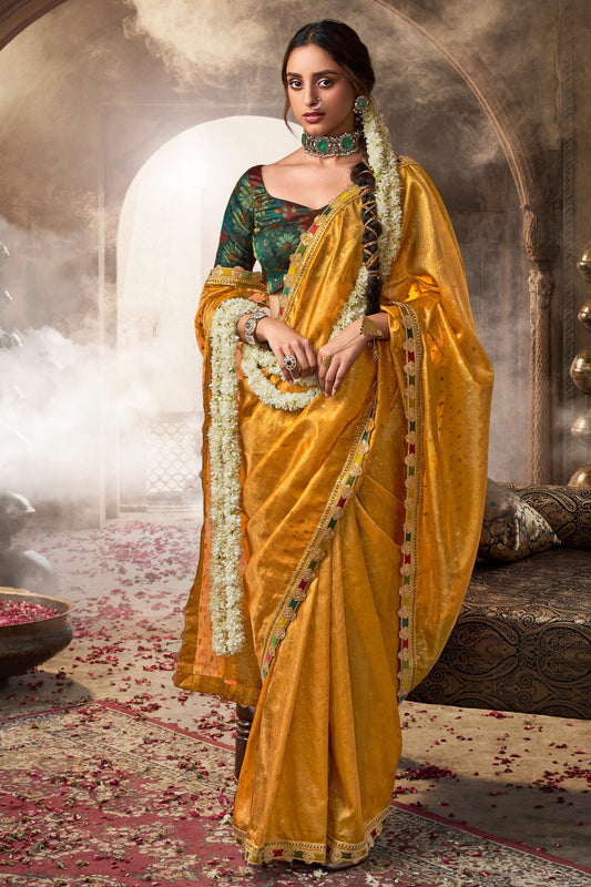 Yellow Woven Tissue Silk Saree With Lace Border-ZB134643_1_SareeButa.com